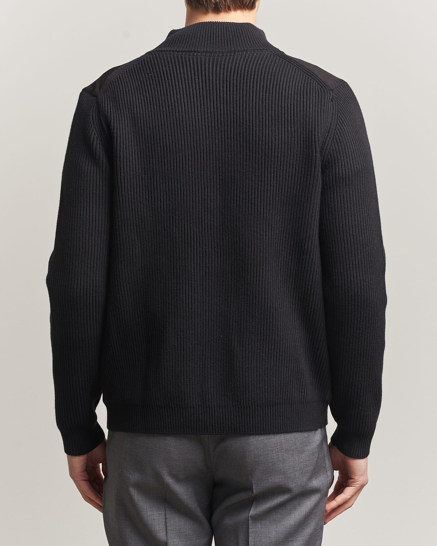 Homme | Pulls Et Tricots | Stenströms | Knitted Hybrid Buttoned Alcantara Cardigan Black