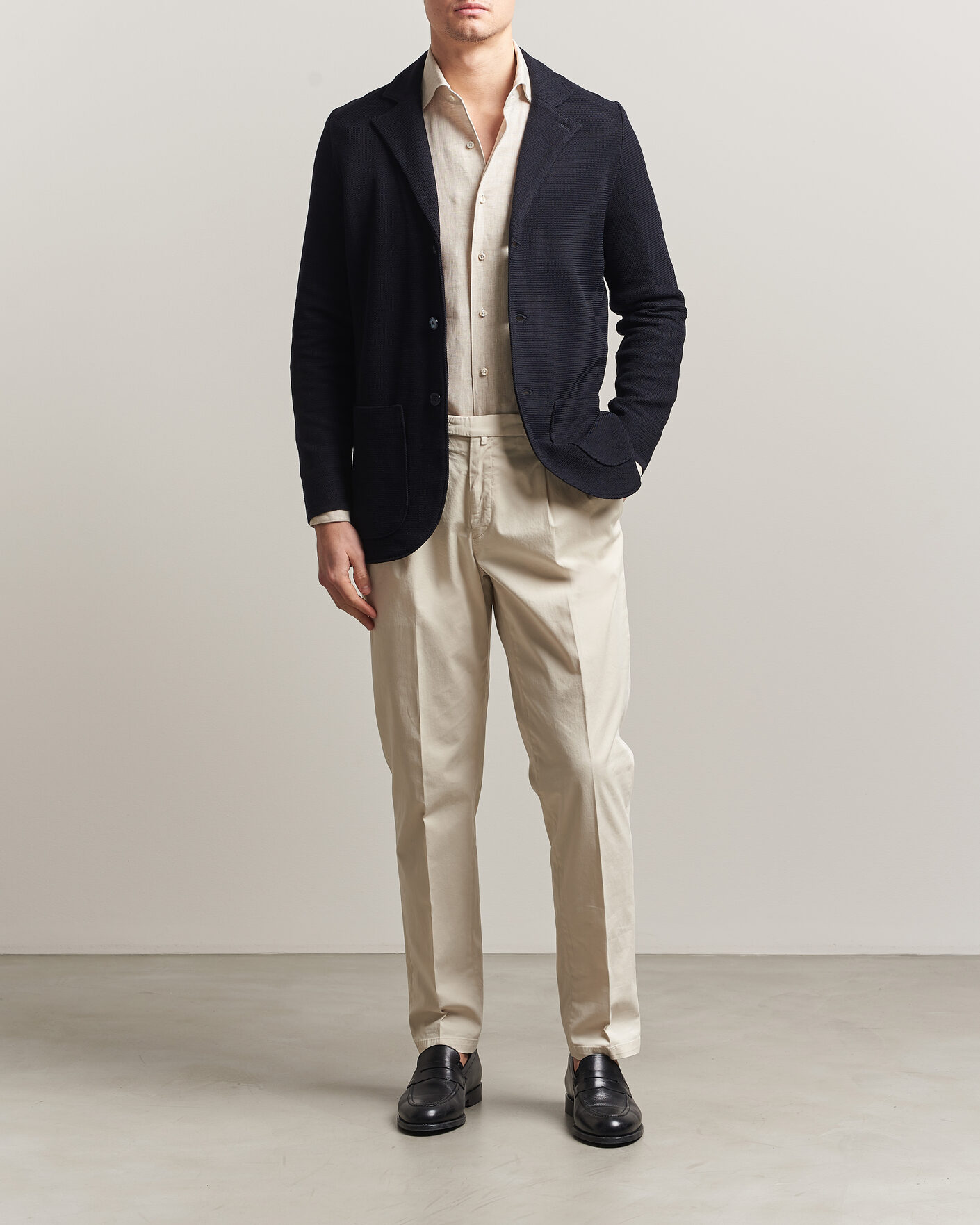 Homme | Blazers | Stenströms | Milano Knitted Textured Blazer Navy