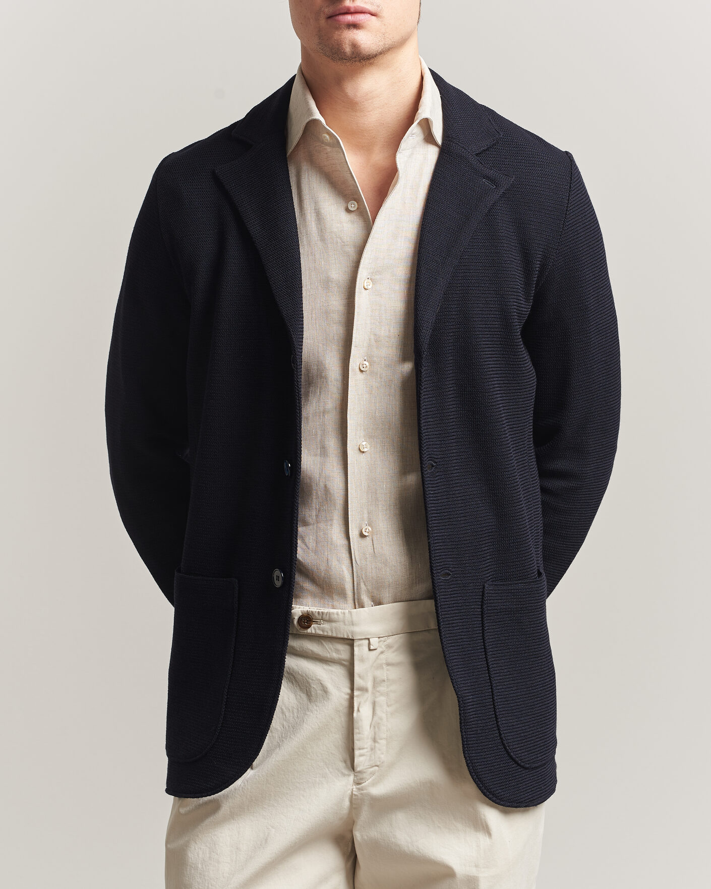 Homme | Blazers | Stenströms | Milano Knitted Textured Blazer Navy