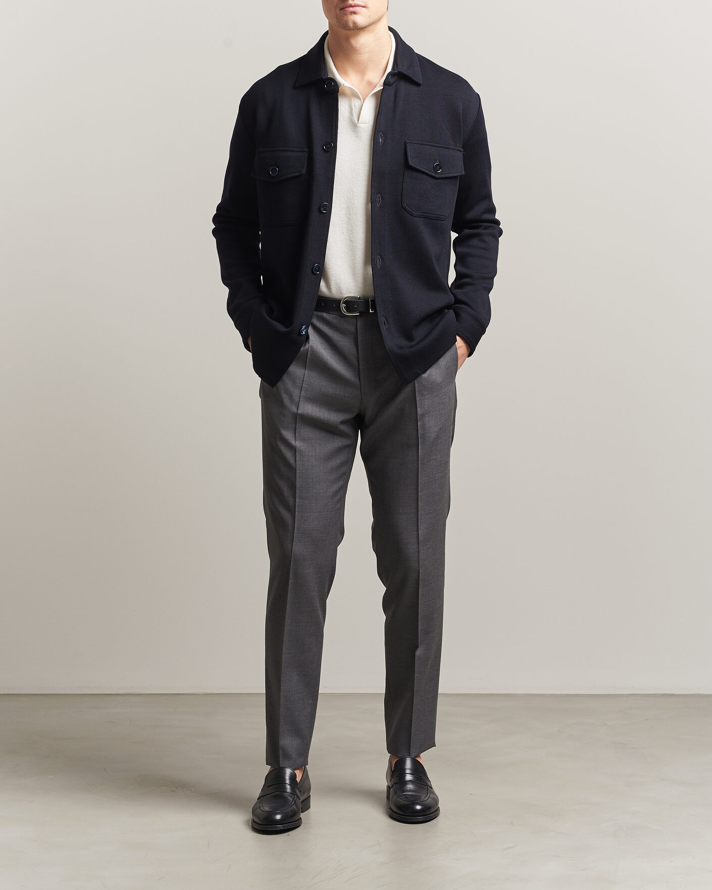 Homme | Pulls Et Tricots | Stenströms | Milano Knitted Merino Overshirt Navy