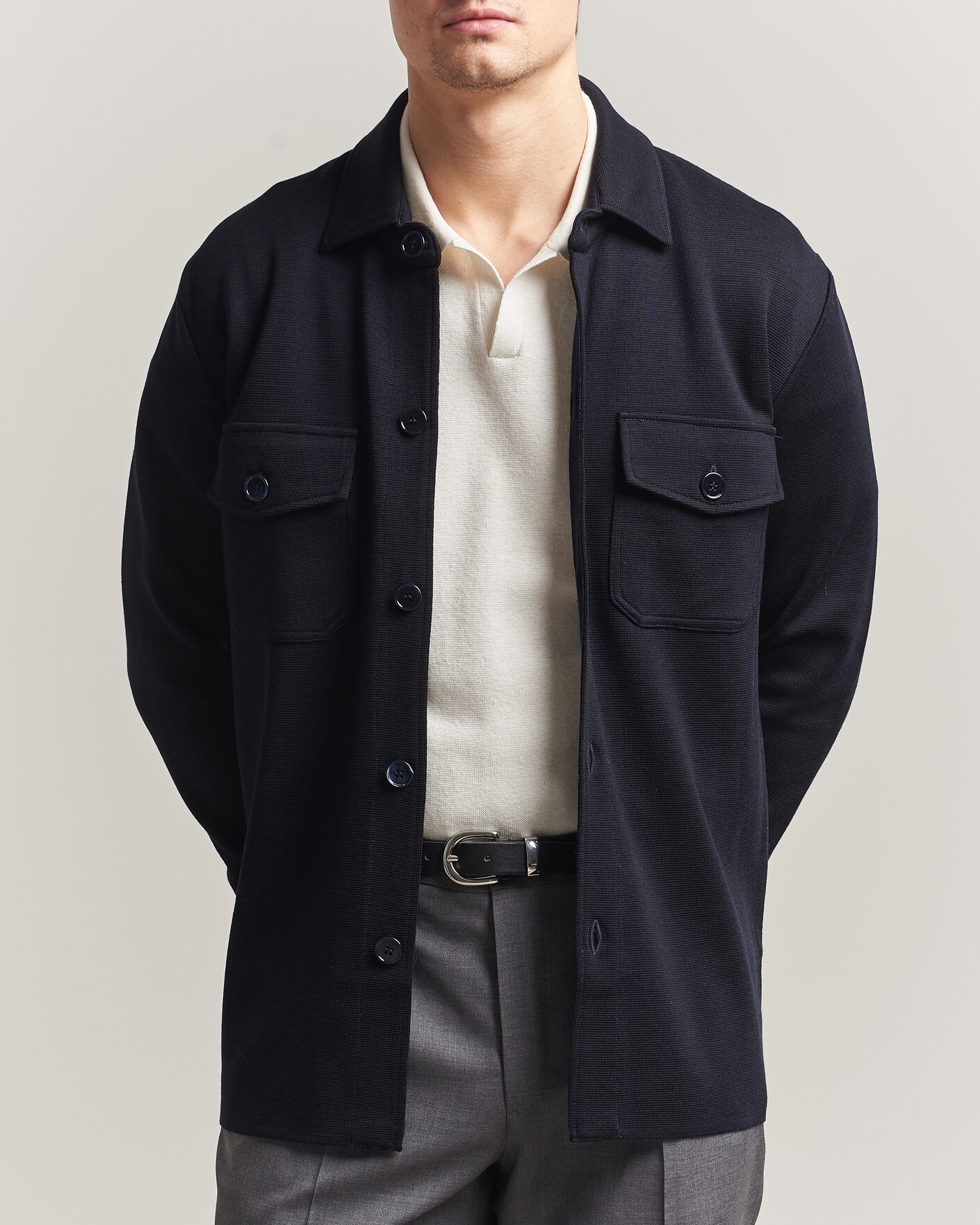Homme | Pulls Et Tricots | Stenströms | Milano Knitted Merino Overshirt Navy