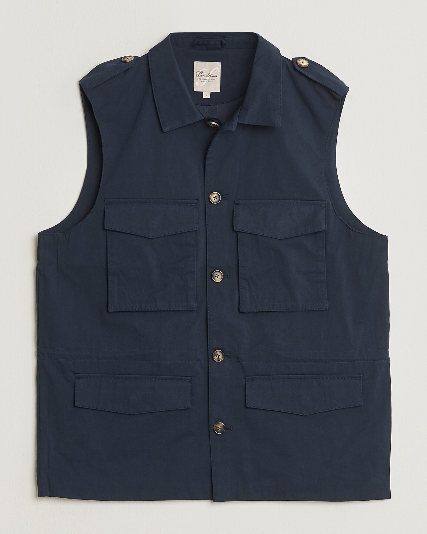 Homme | Gilets | Stenströms | Cotton Twill Vest Navy
