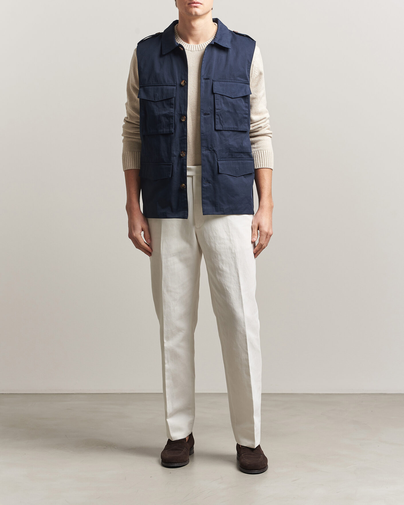 Homme | Gilets | Stenströms | Cotton Twill Vest Navy