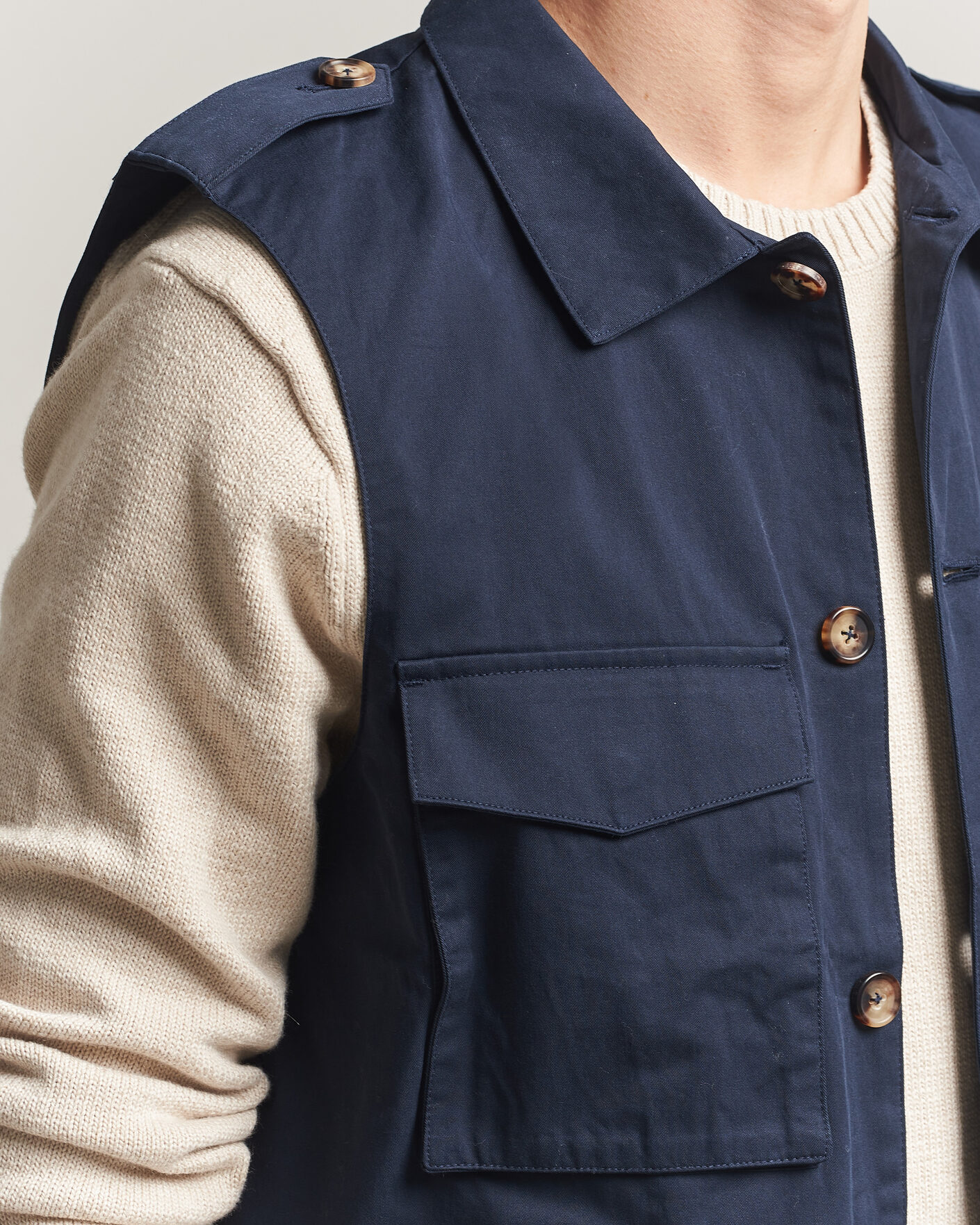 Homme | Gilets | Stenströms | Cotton  Twill Vest Navy