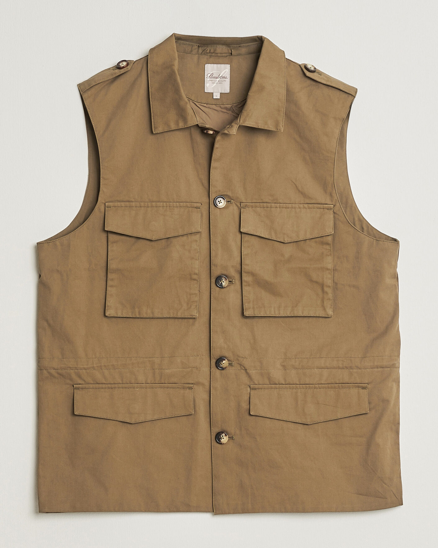 Homme | Gilets | Stenströms | Cotton Twill Vest Olive