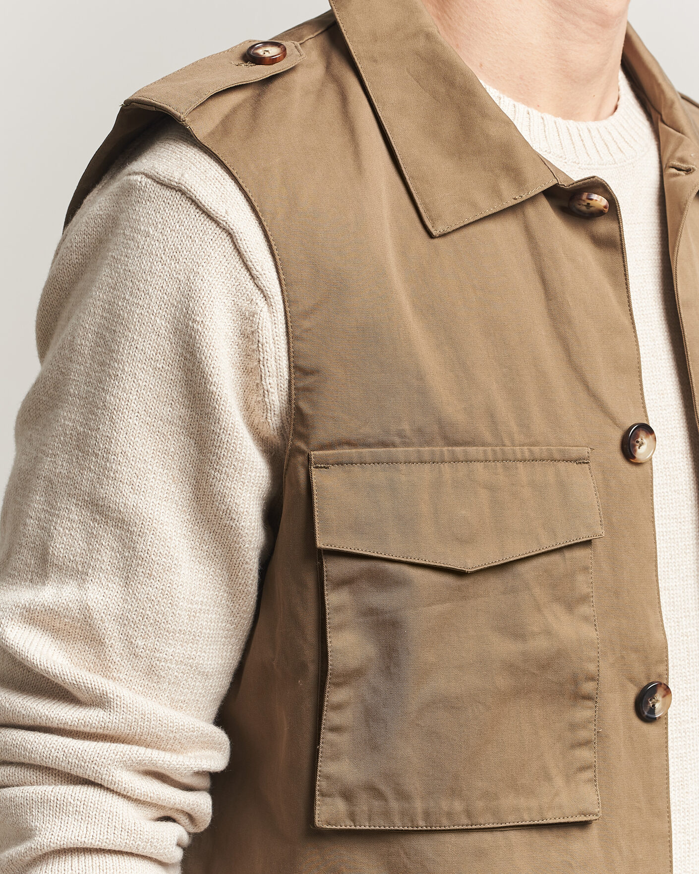 Homme | Gilets | Stenströms | Cotton Twill Vest Olive