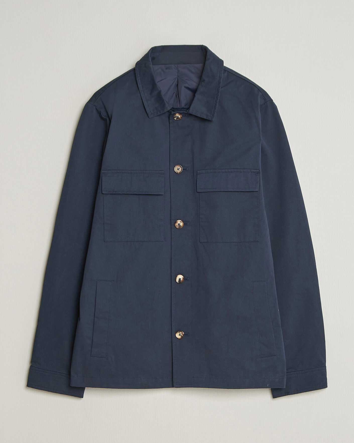 Homme | Manteaux Et Vestes | Stenströms | Cotton Twill Overshirt Navy
