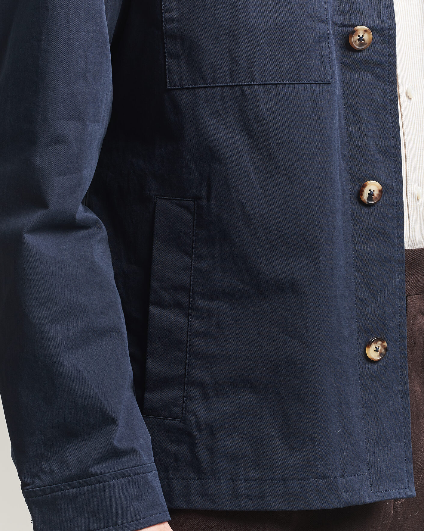 Homme | Manteaux Et Vestes | Stenströms | Cotton Twill Overshirt Navy