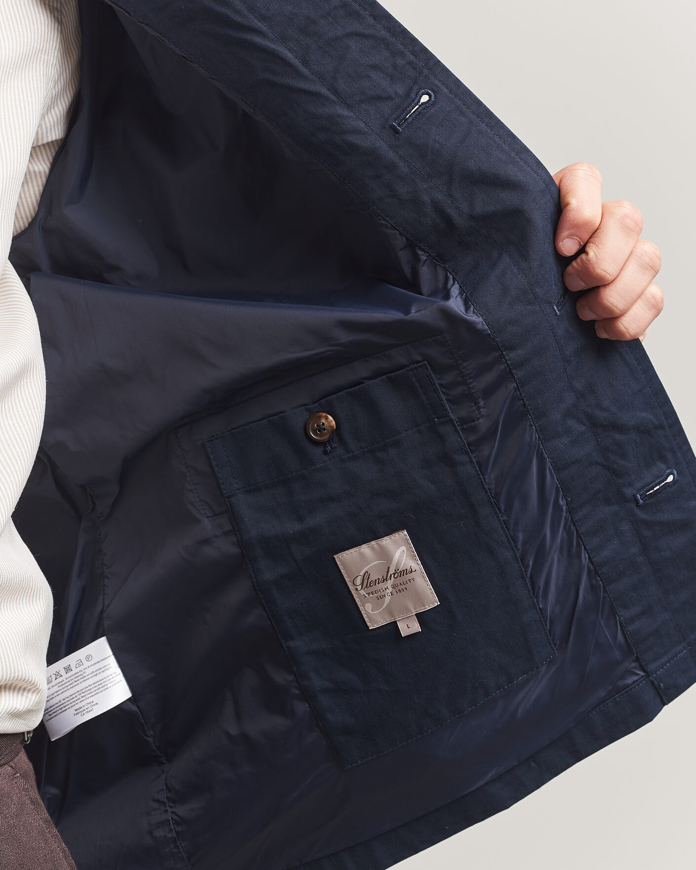 Homme | Manteaux Et Vestes | Stenströms | Cotton Twill Overshirt Navy