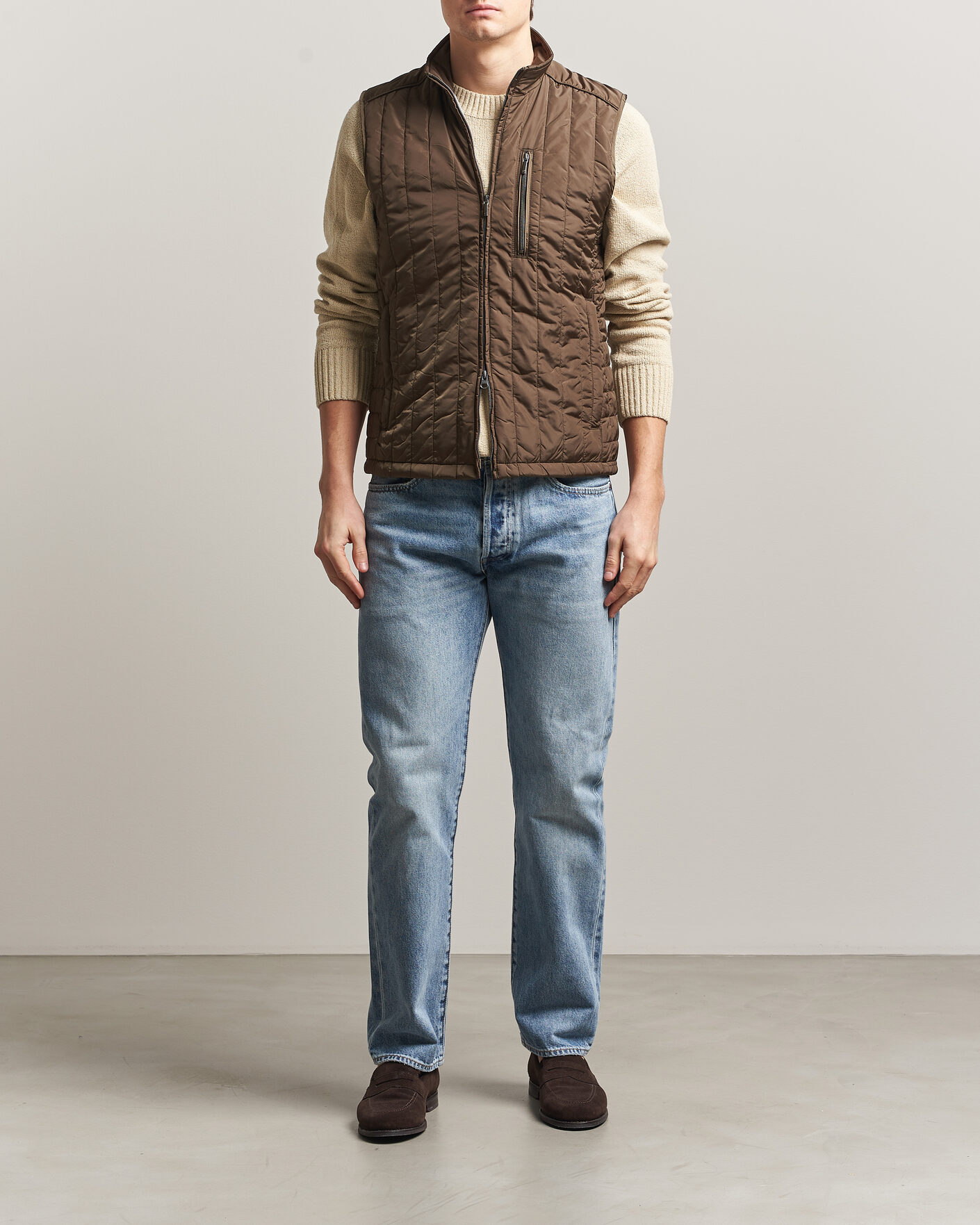 Homme | Gilets | Stenströms | Nylon Quilted Light Padded Vest Olive