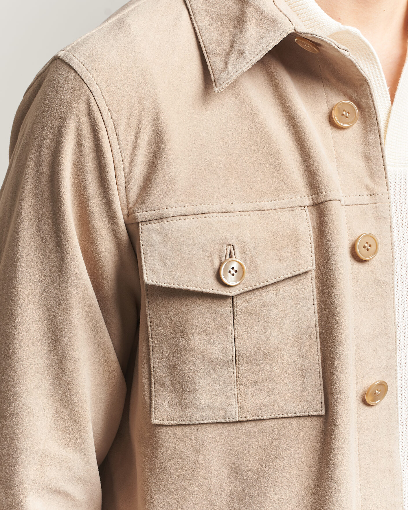 Homme | Manteaux Et Vestes | Stenströms | Suede Pocket Overshirt Beige