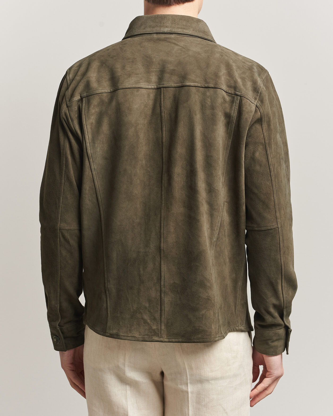 Homme | Manteaux Et Vestes | Stenströms | Suede Pocket Overshirt Olive