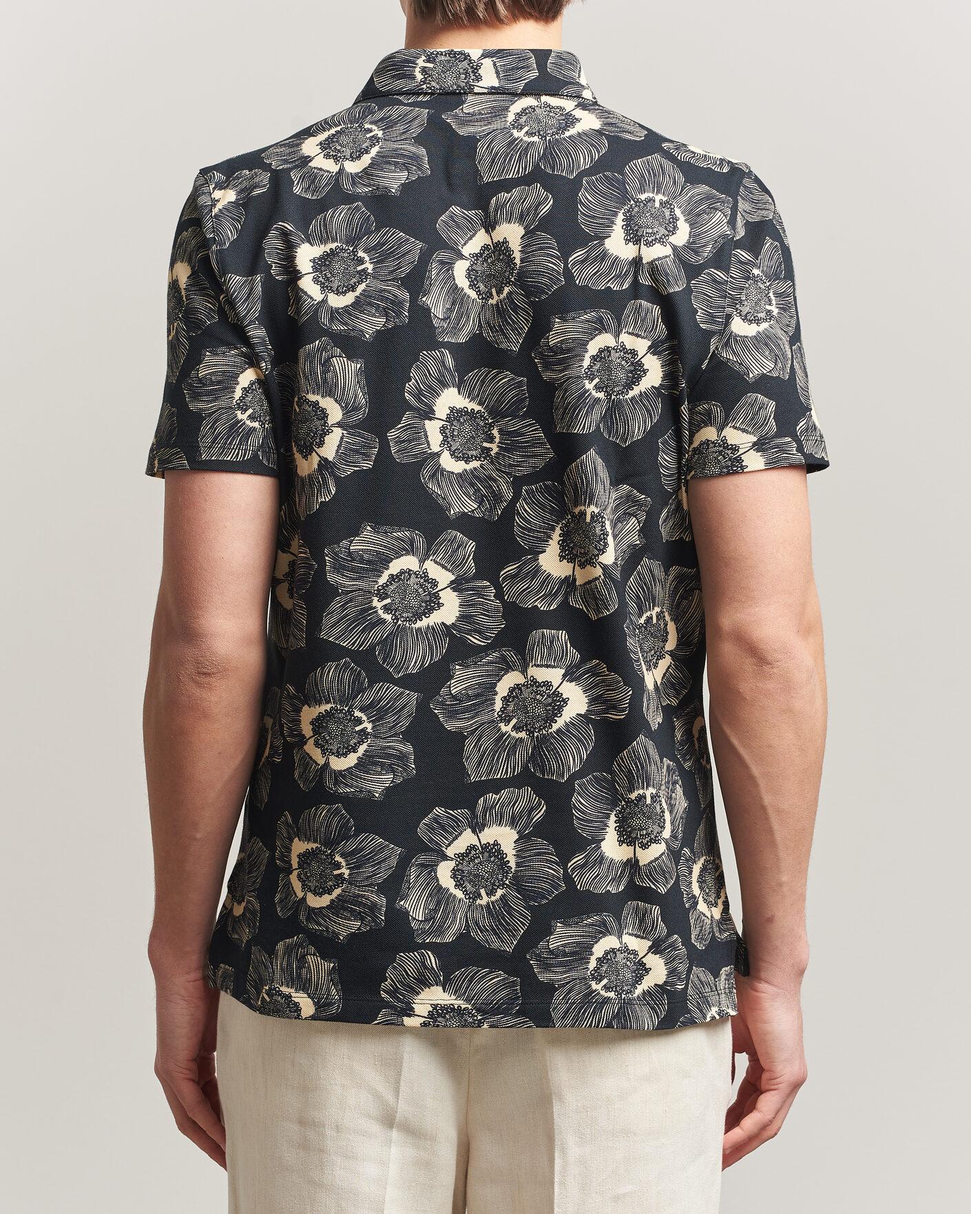 Homme | Polos | Stenströms | Printed Cotton Polo Black