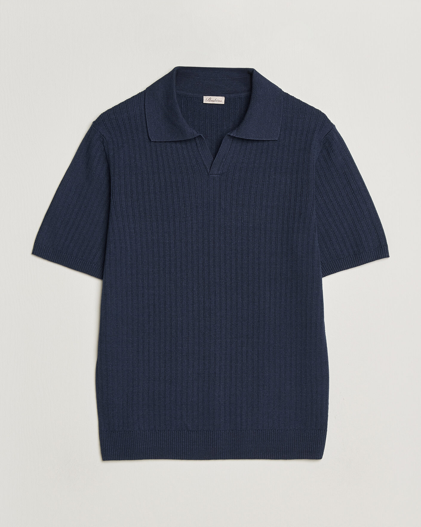 Homme | Polos | Stenströms | Linen/Merino Structured Polo Navy