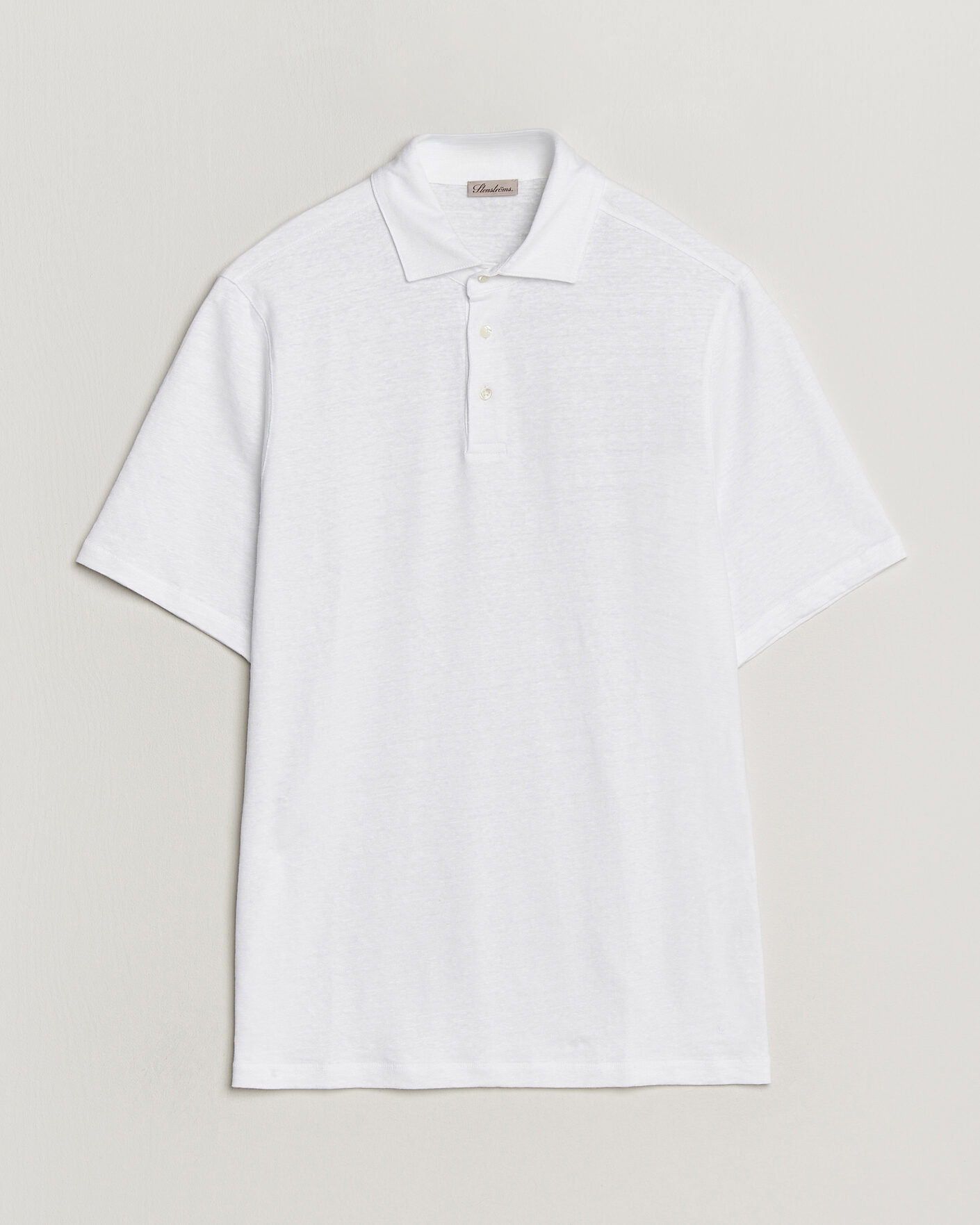 Homme | Polos | Stenströms | Linen Polo Shirt White