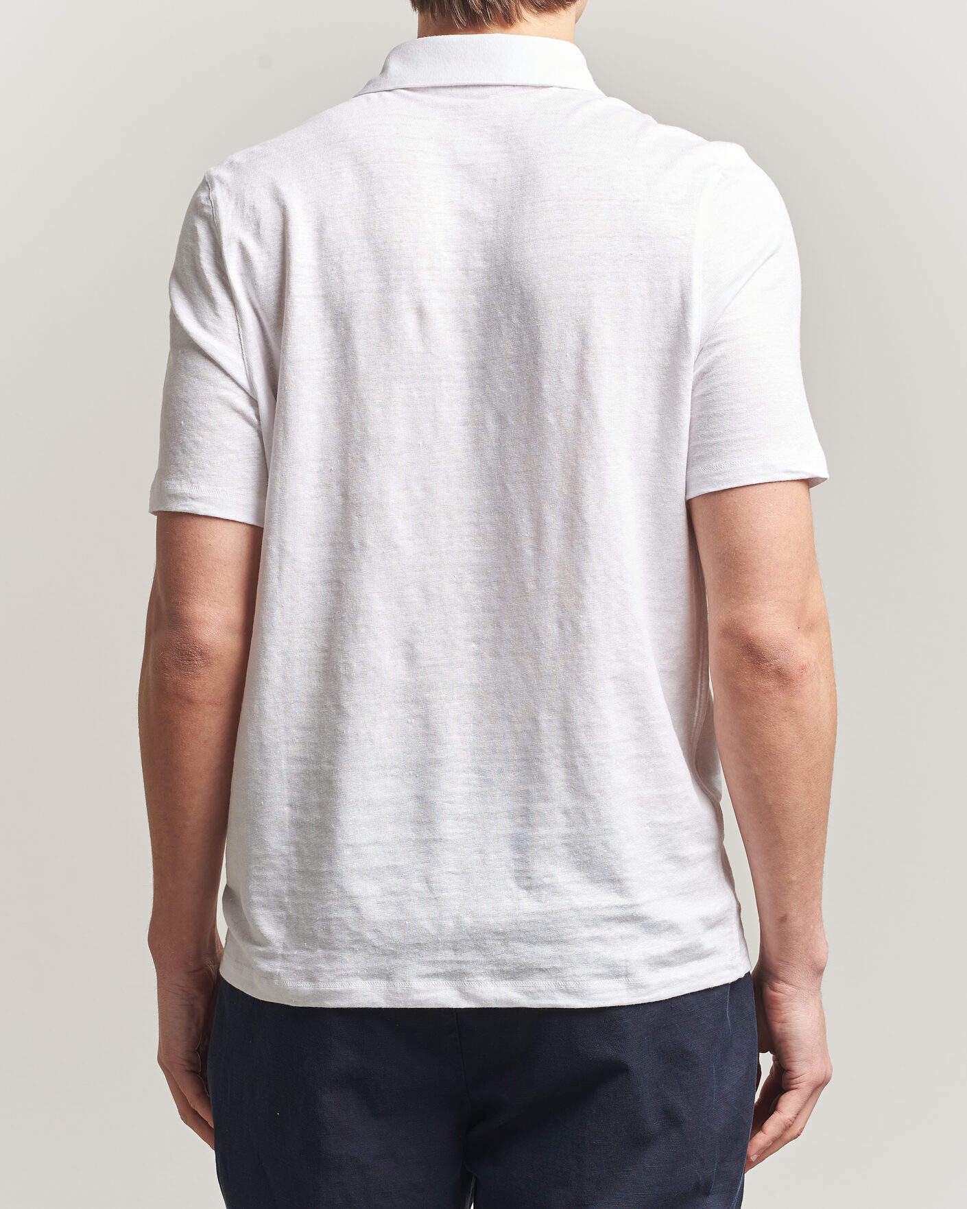 Homme | Polos | Stenströms | Linen Polo Shirt White