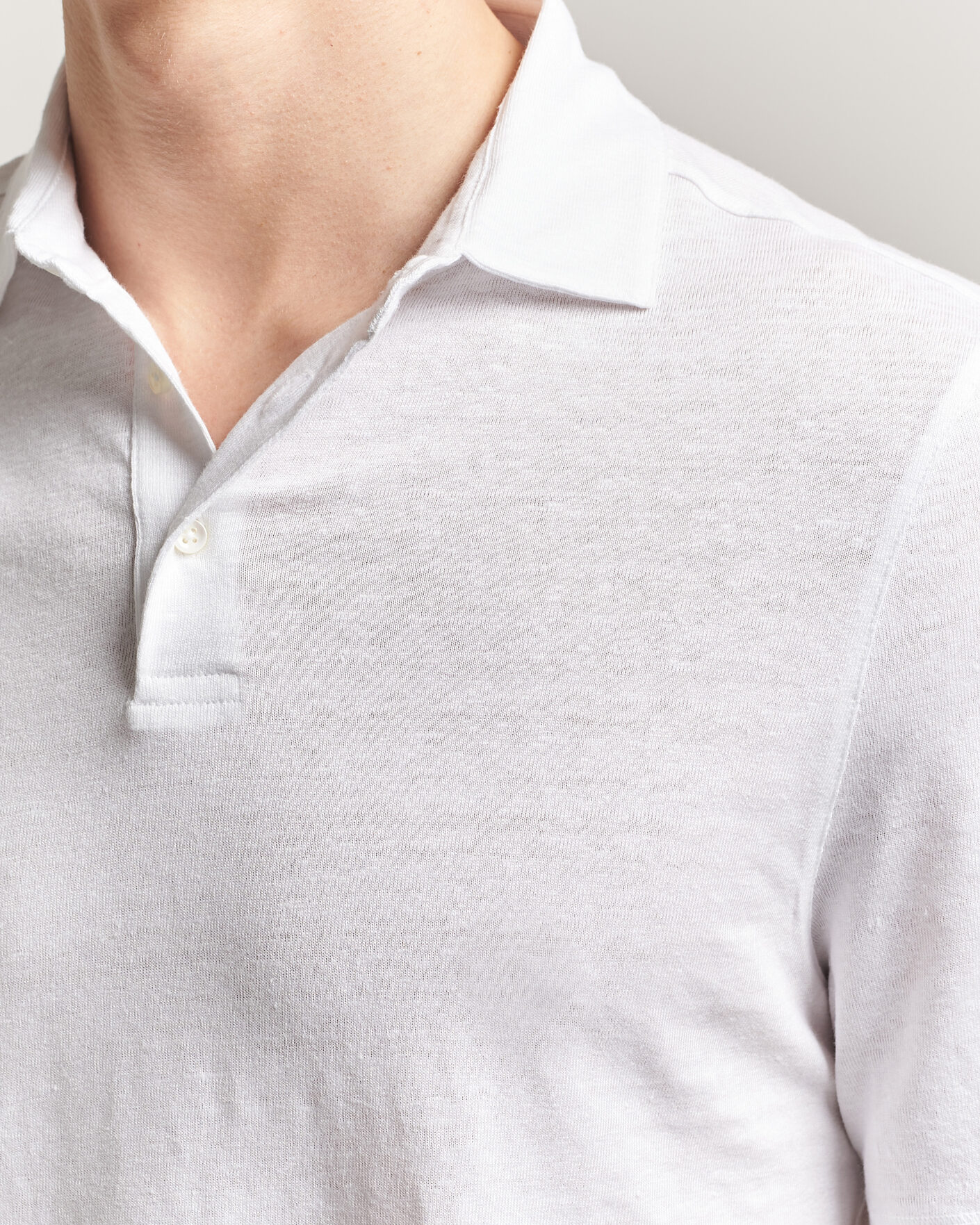 Homme | Polos | Stenströms | Linen Polo Shirt White