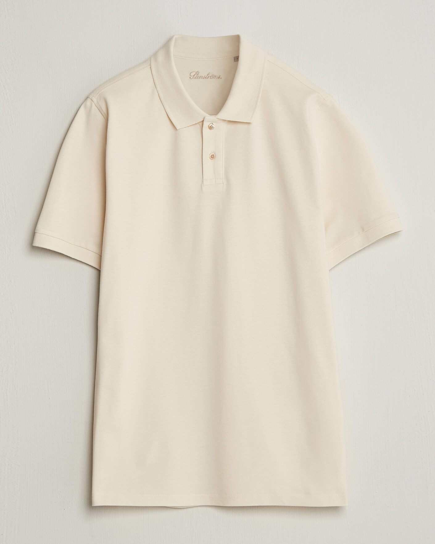 Homme | Polos | Stenströms | Organic Cotton Piquet Polo Shirt Beige