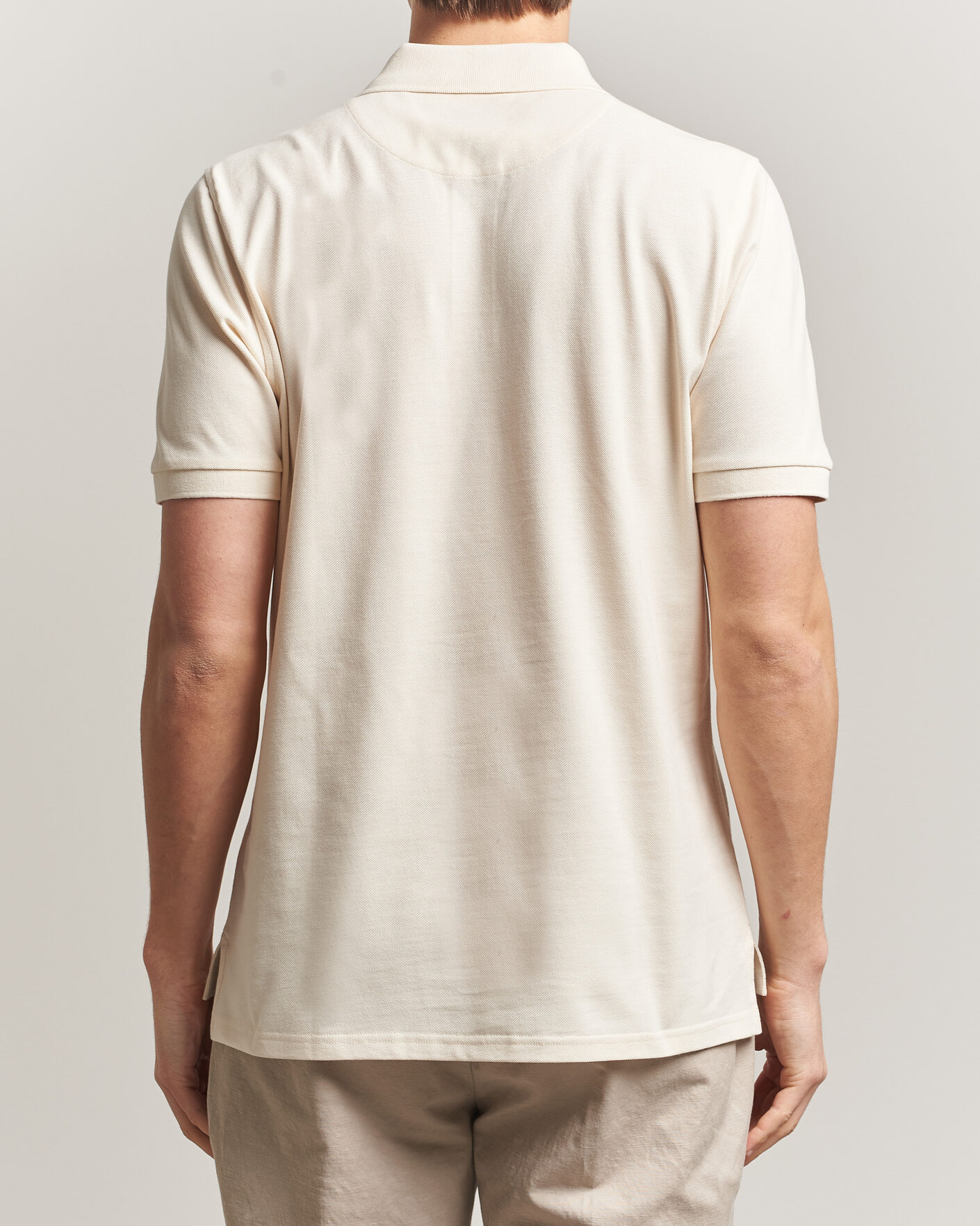 Homme | Polos | Stenströms | Organic Cotton Piquet Polo Shirt Beige