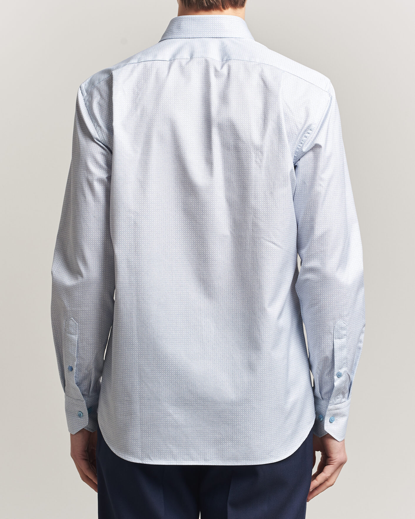 Homme | Chemises | Stenströms | Regular Fit Micro Printed Twill Shirt Light Blue