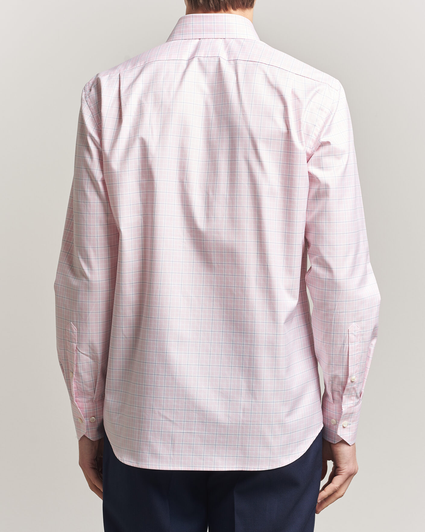 Homme | Chemises | Stenströms | Regular Fit Over Check Cotton Shirt Pink