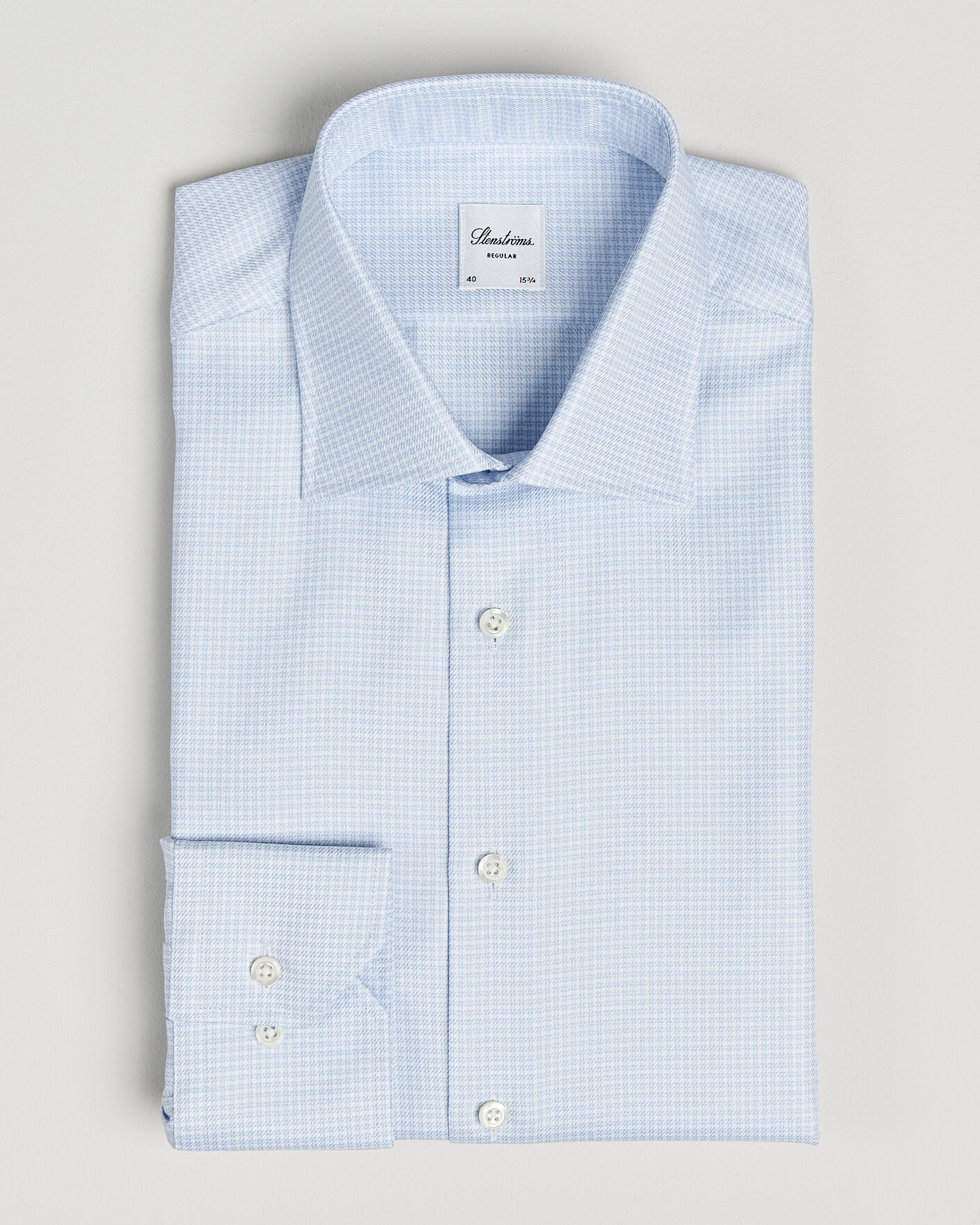 Homme | Chemises | Stenströms | Regular Fit Micro Structure Shirt Light Blue