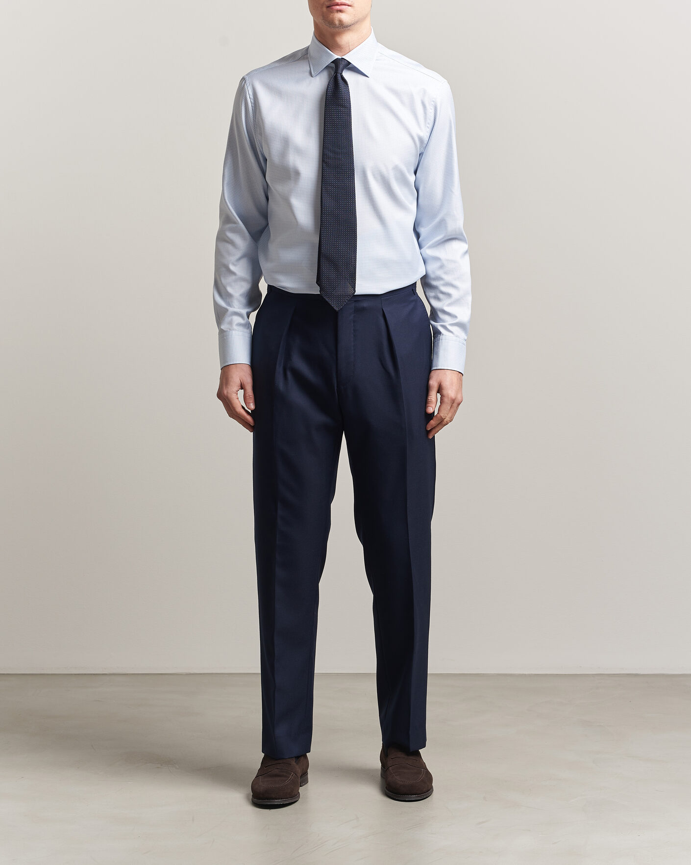 Homme | Chemises | Stenströms | Regular Fit Micro Structure Shirt Light Blue