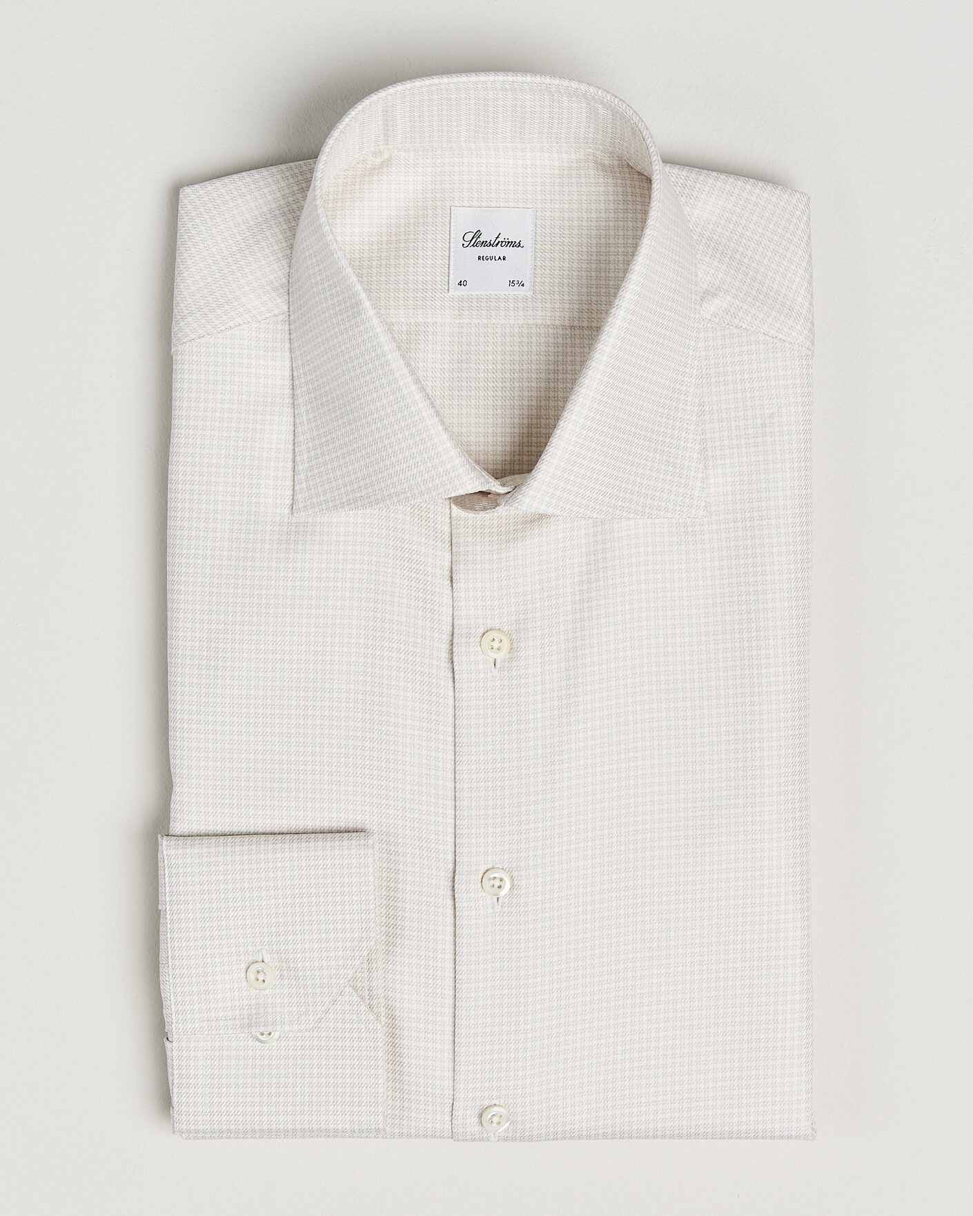 Homme | Chemises | Stenströms | Regular Fit Micro Structure Shirt Beige