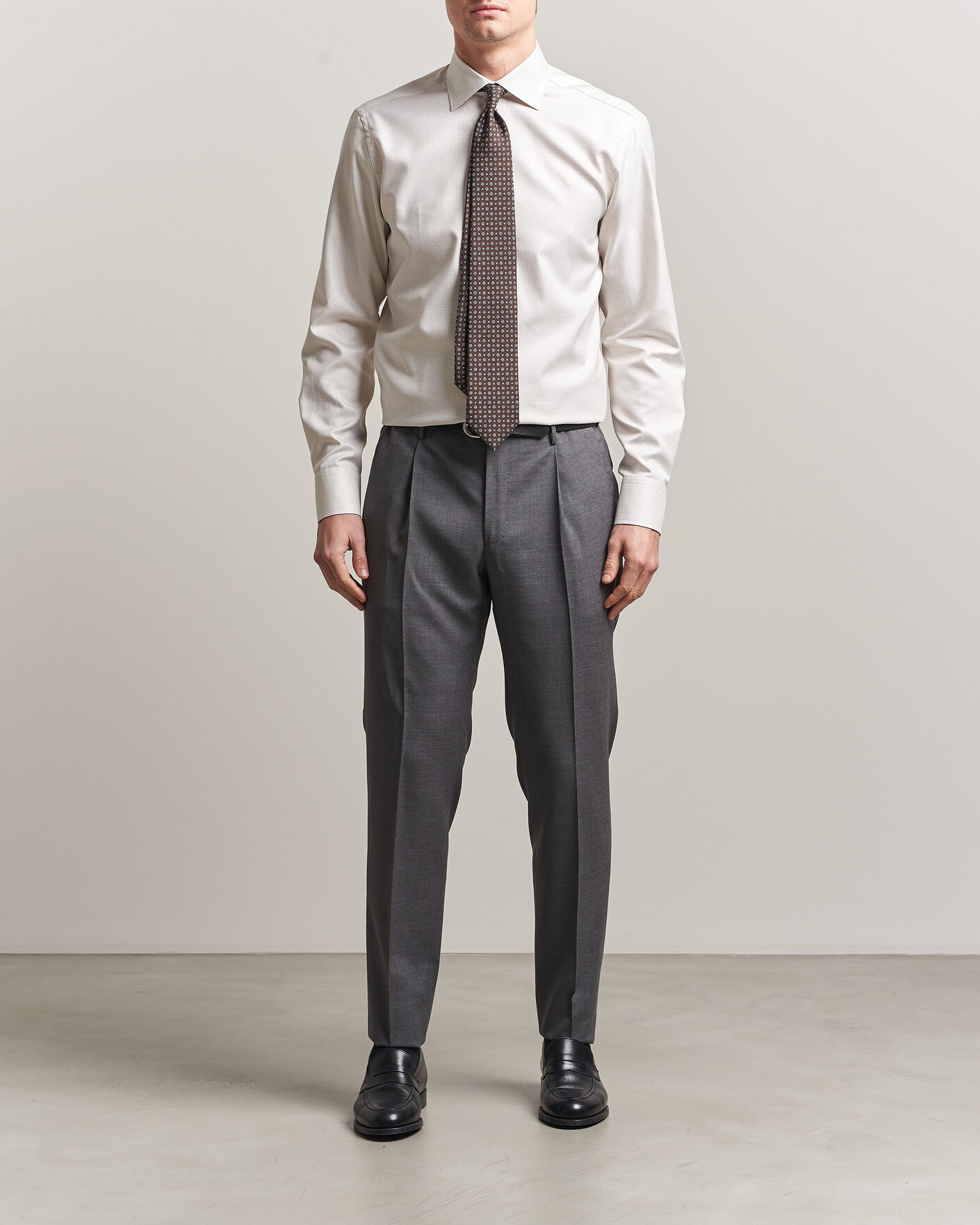 Homme | Chemises | Stenströms | Regular Fit Micro Structure Shirt Beige