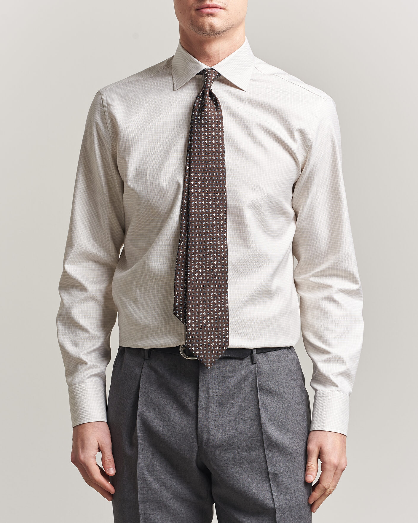 Homme | Chemises | Stenströms | Regular Fit Micro Structure Shirt Beige