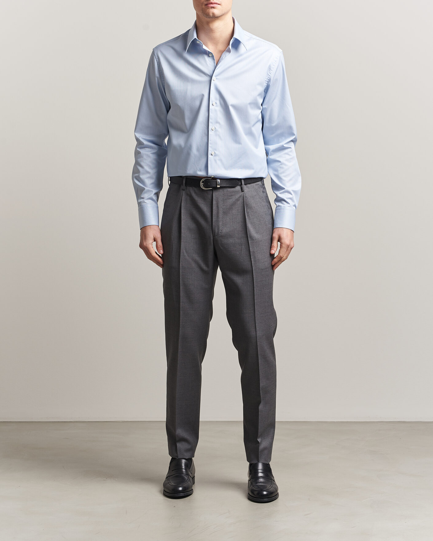 Homme | Chemises | Stenströms | Regular Fit Thin Stripe Pointed Collar Shirt Blue