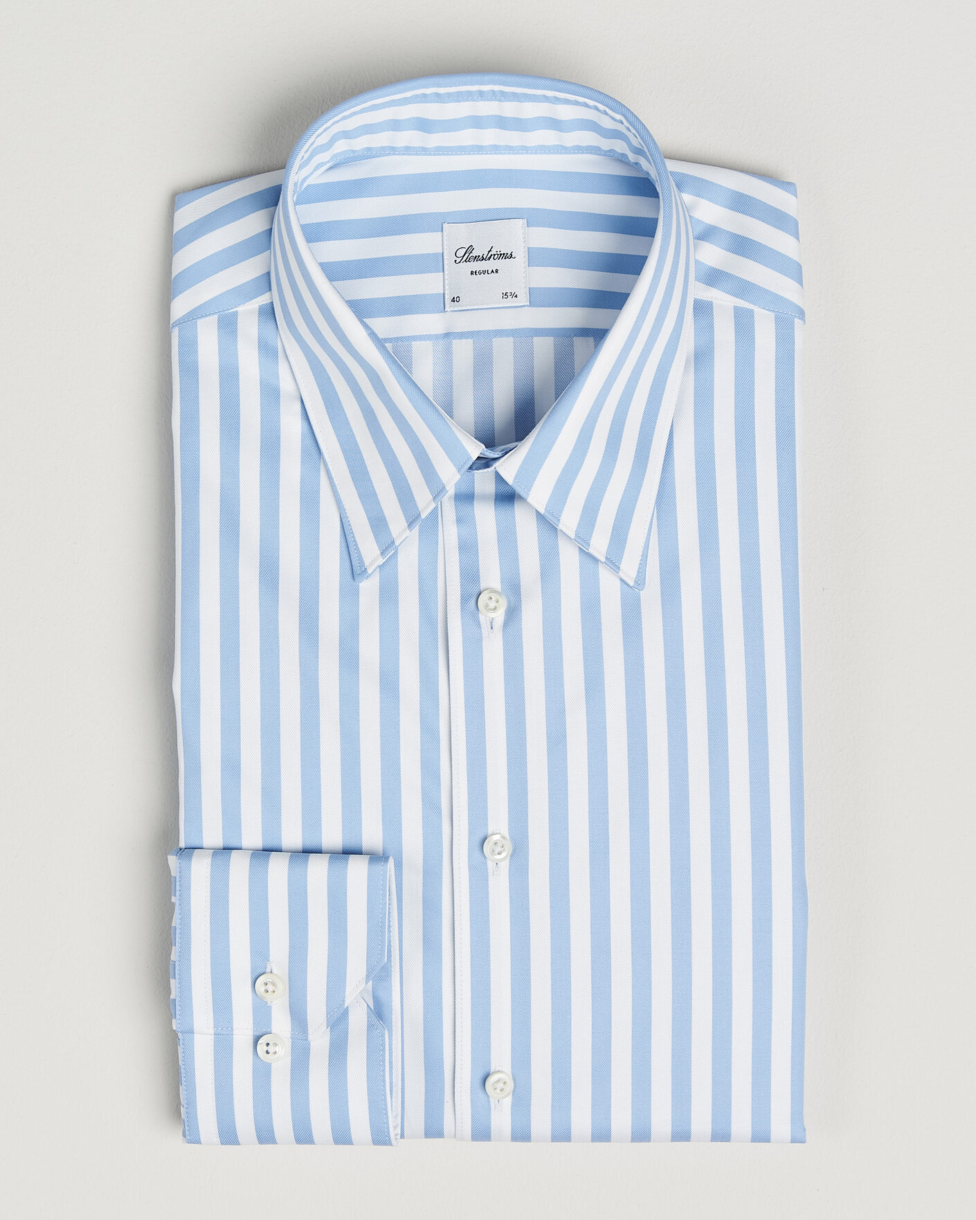 Homme | Chemises | Stenströms | Regular Fit Striped Pointed Collar Shirt Blue