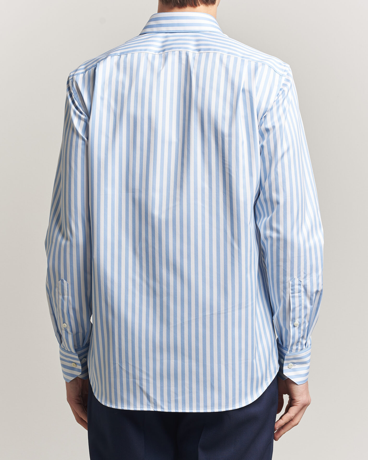 Homme | Chemises | Stenströms | Regular Fit Striped Pointed Collar Shirt Blue