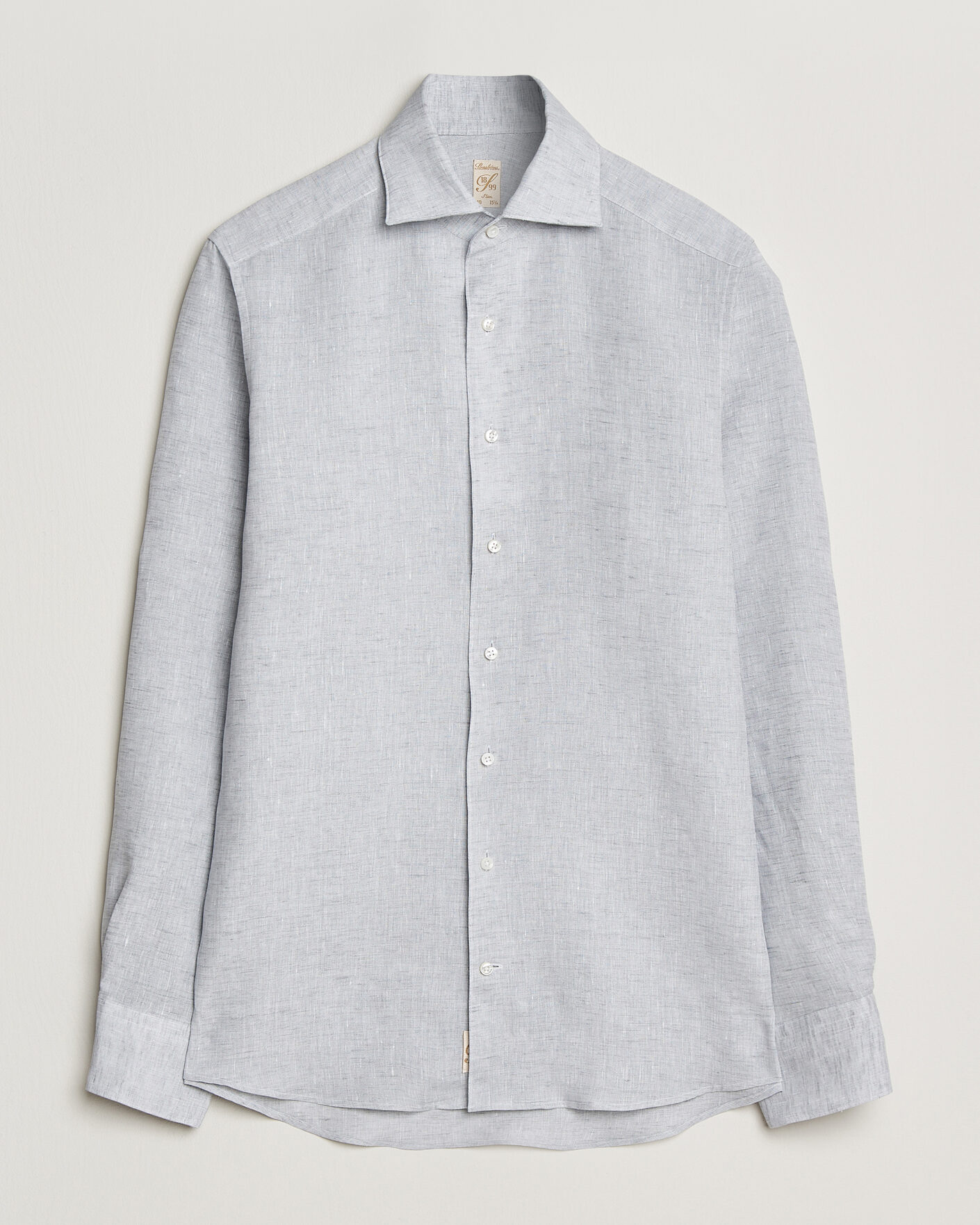 Homme | Chemises | Stenströms | 1899 Linen One Piece Collar Shirt Grey