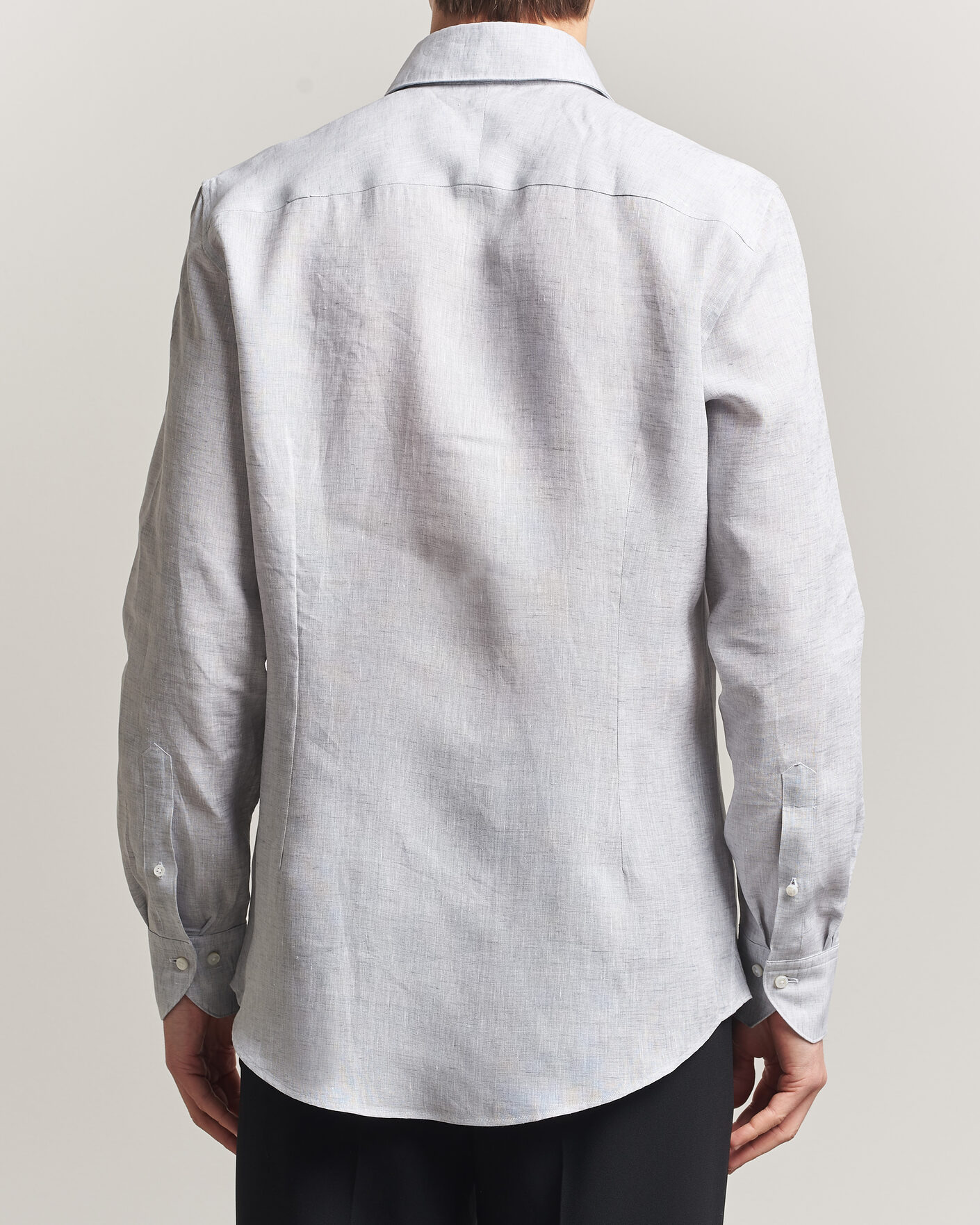 Homme | Chemises | Stenströms | 1899 Linen One Piece Collar Shirt Grey