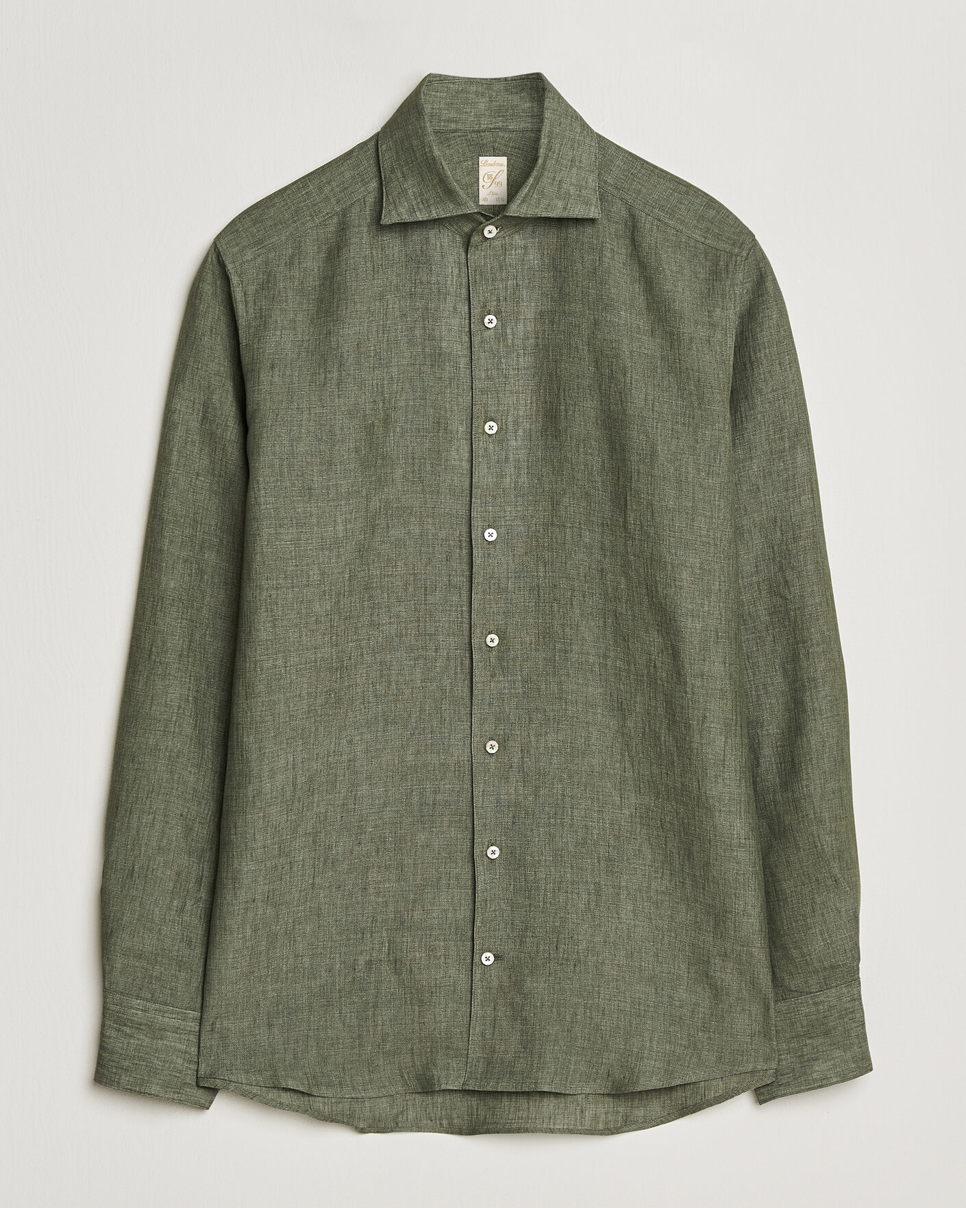Homme | Chemises | Stenströms | 1899 Linen One Piece Collar Shirt Olive