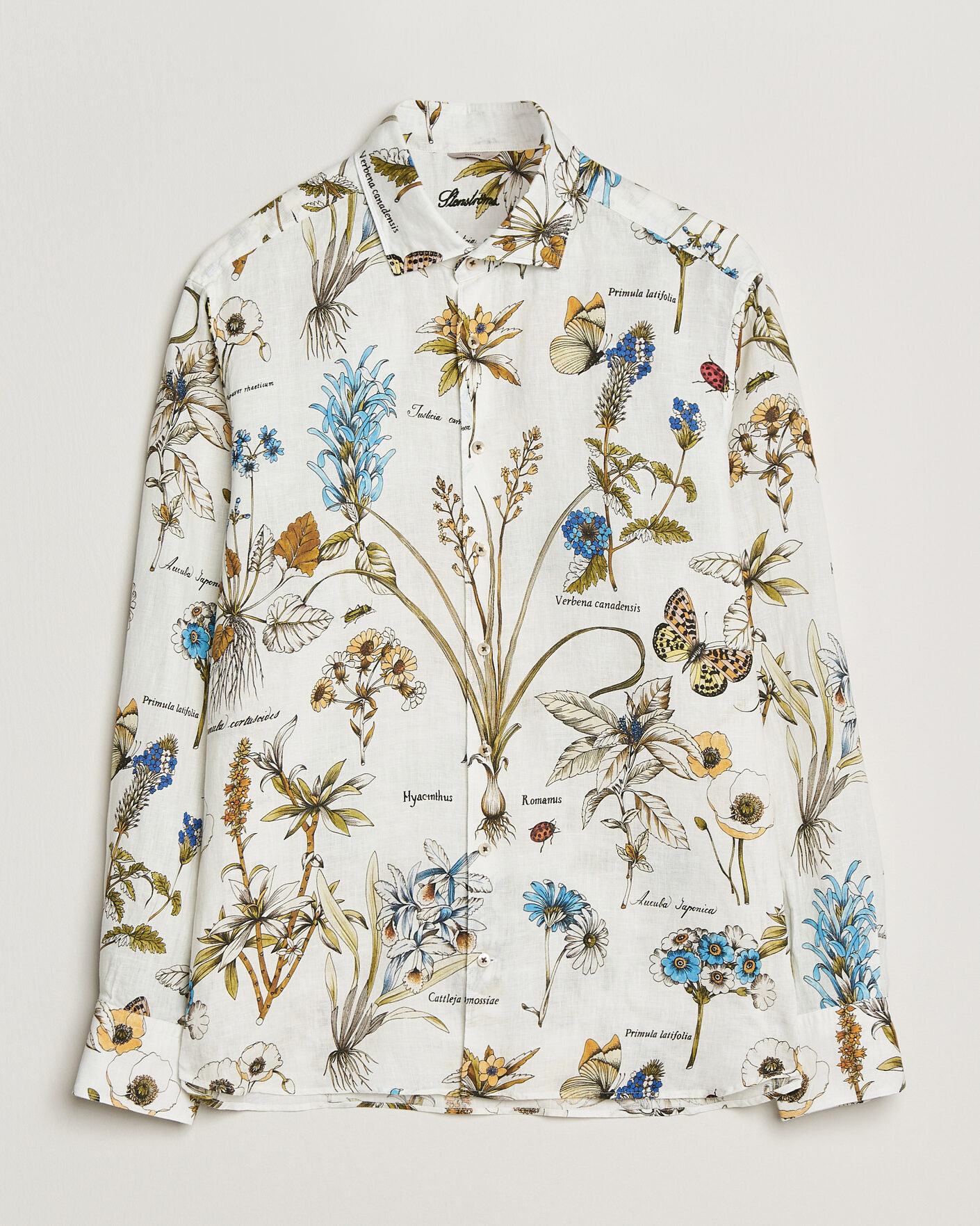 Homme | Chemises | Stenströms | Reglar Fit Botanical Print Linen Shirt Multi