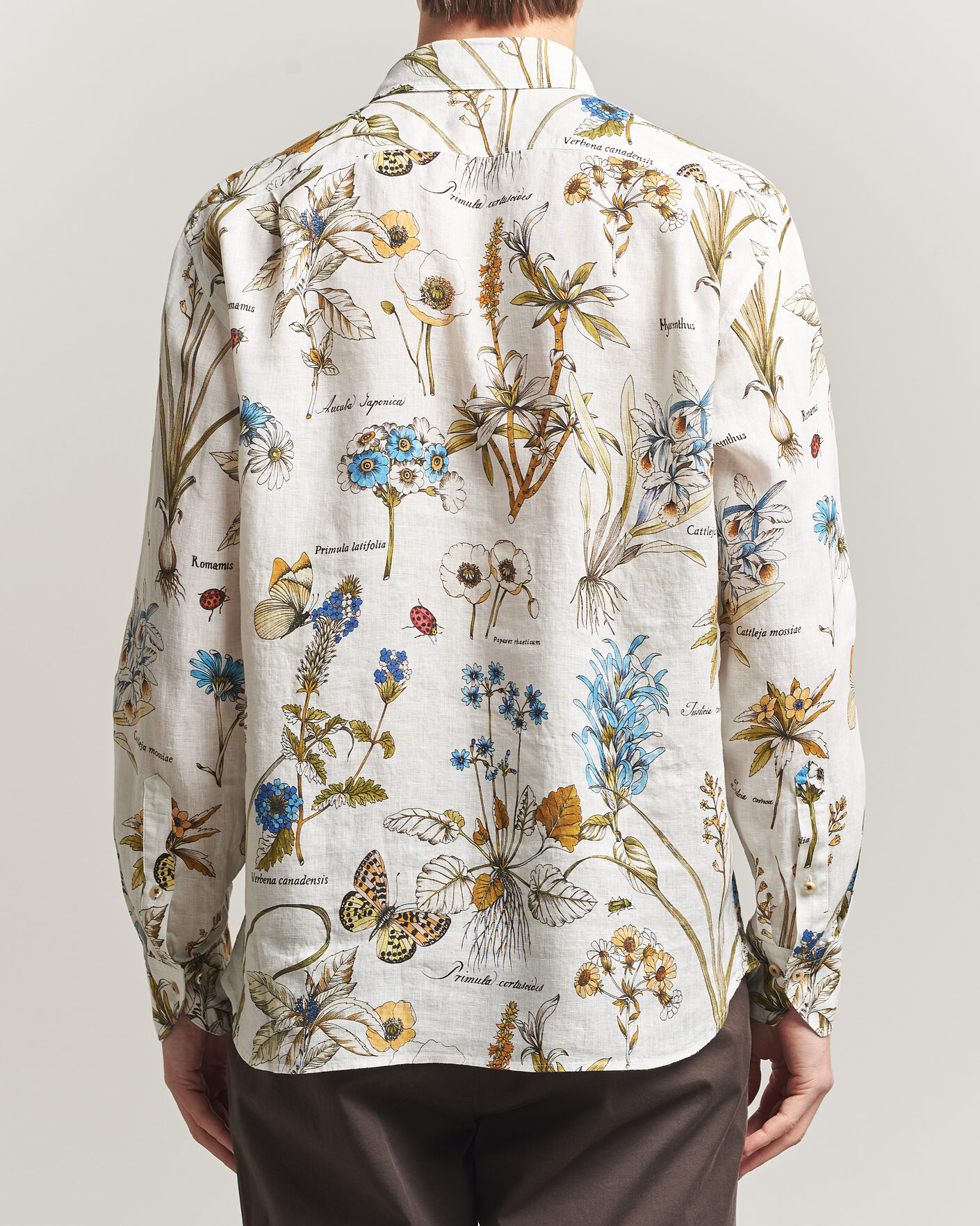 Homme | Chemises | Stenströms | Reglar Fit Botanical Print Linen Shirt Multi