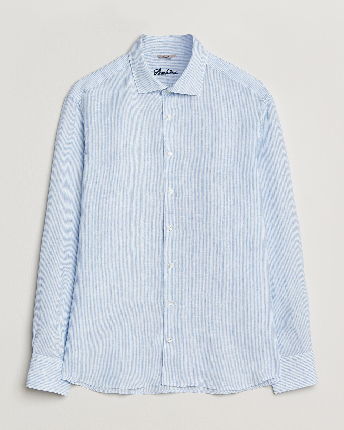 Homme | Chemises | Stenströms | Regular Fit Thin Striped Linen Shirt Light Blue