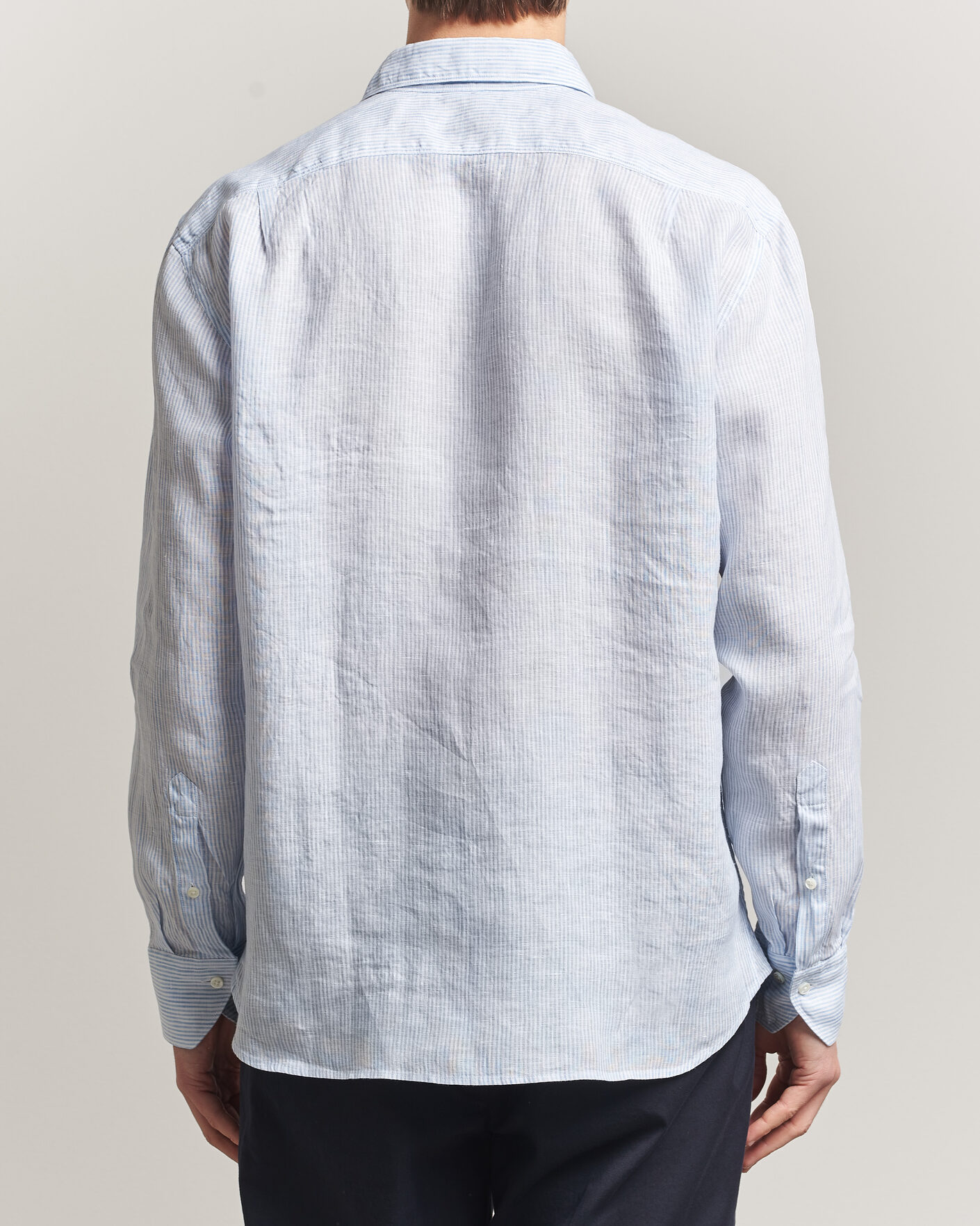 Homme | Chemises | Stenströms | Regular Fit Thin Striped Linen Shirt Light Blue