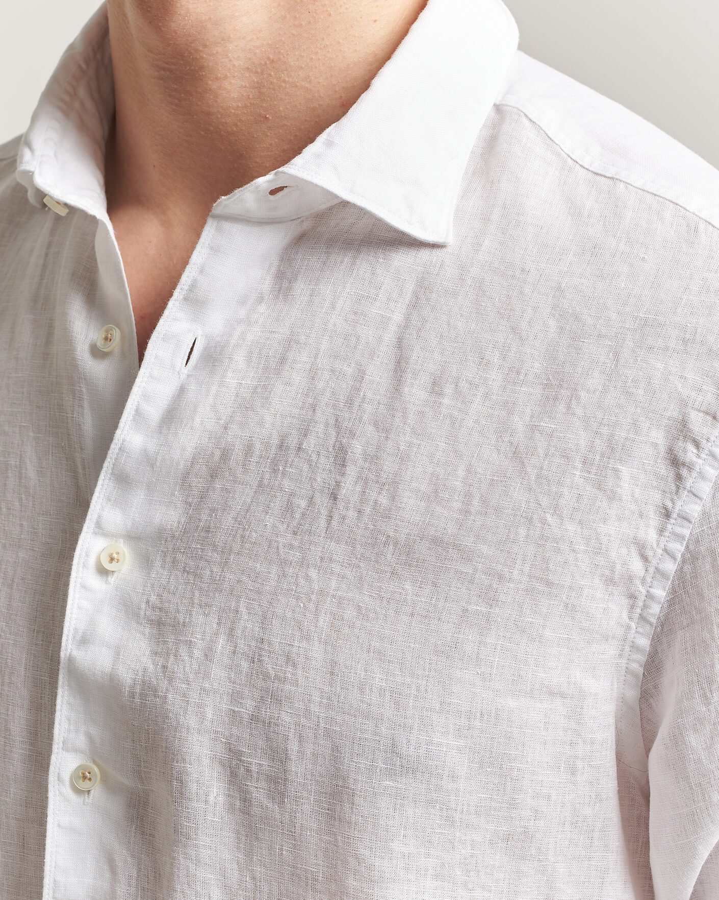 Homme | Chemises | Stenströms | Regular Fit Cut Away Linen Shirt White