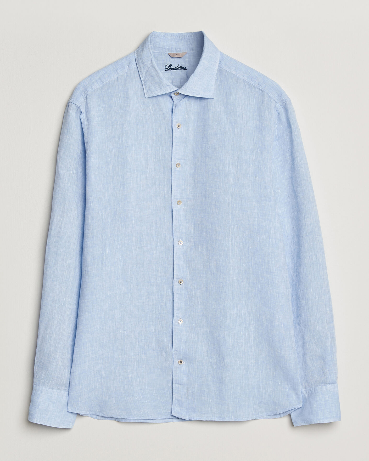 Homme | Chemises | Stenströms | Regular Fit Cut Away Linen Shirt Light Blue