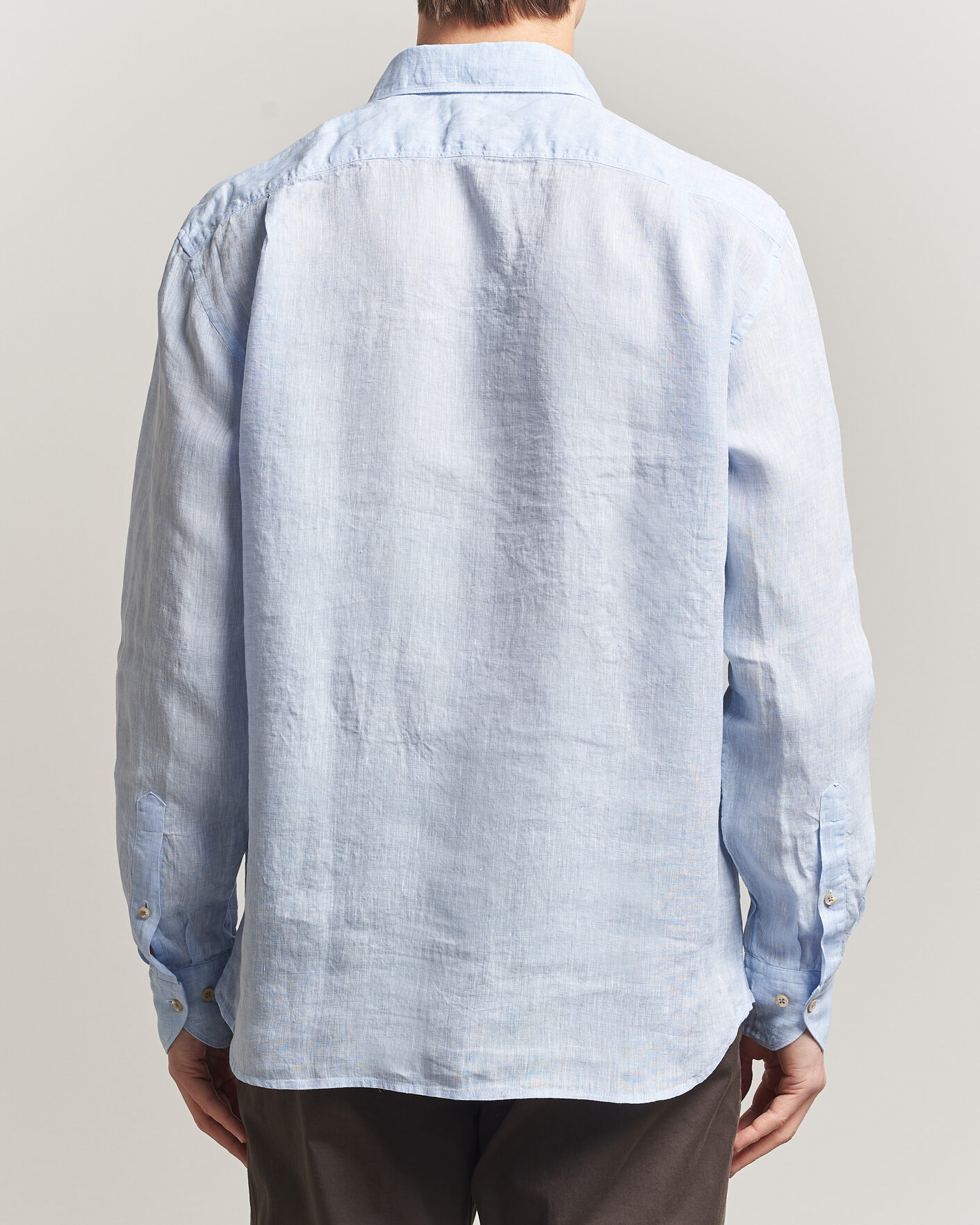 Homme | Chemises | Stenströms | Regular Fit Cut Away Linen Shirt Light Blue