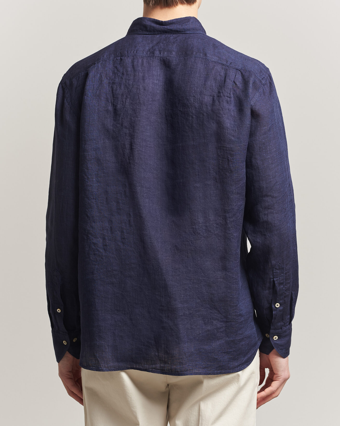 Homme | Chemises | Stenströms | Regular Fit Cut Away Linen Shirt Navy