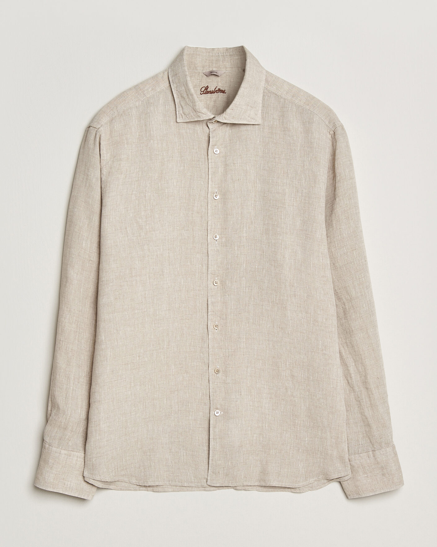 Homme | Chemises | Stenströms | Regular Fit Cut Away Linen Shirt Beige
