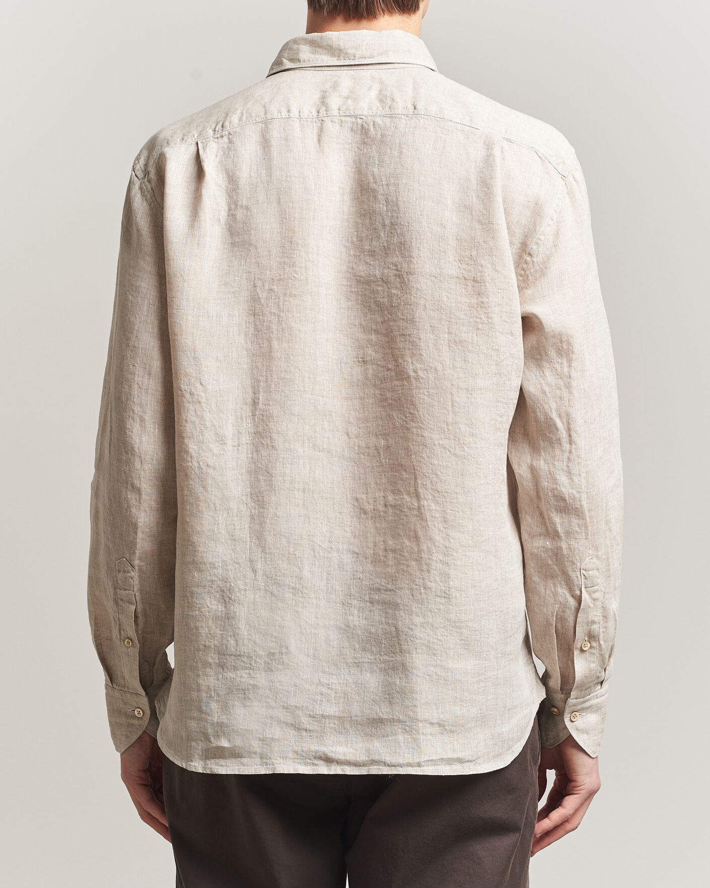 Homme | Chemises | Stenströms | Regular Fit Cut Away Linen Shirt Beige