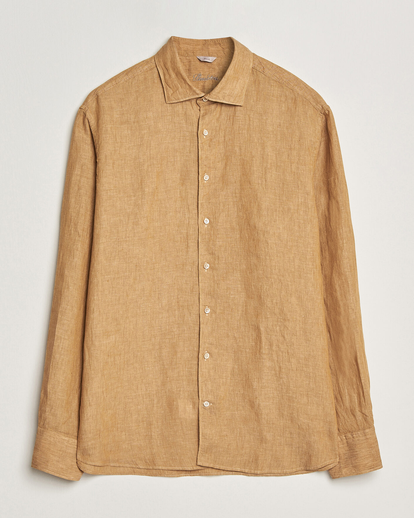 Homme | Chemises | Stenströms | Regular Fit Cut Away Linen Shirt Light Brown