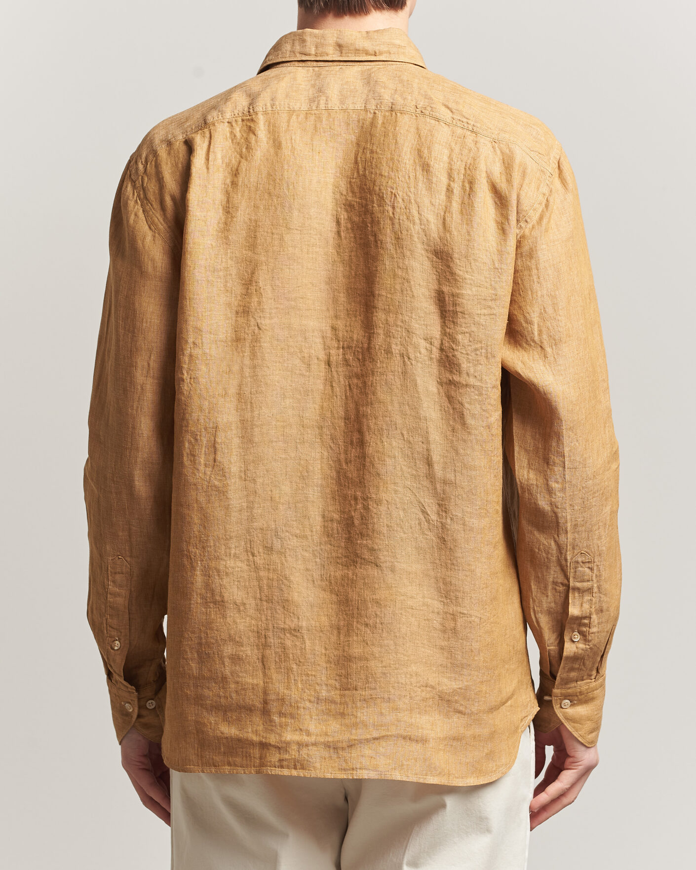 Homme | Chemises | Stenströms | Regular Fit Cut Away Linen Shirt Light Brown