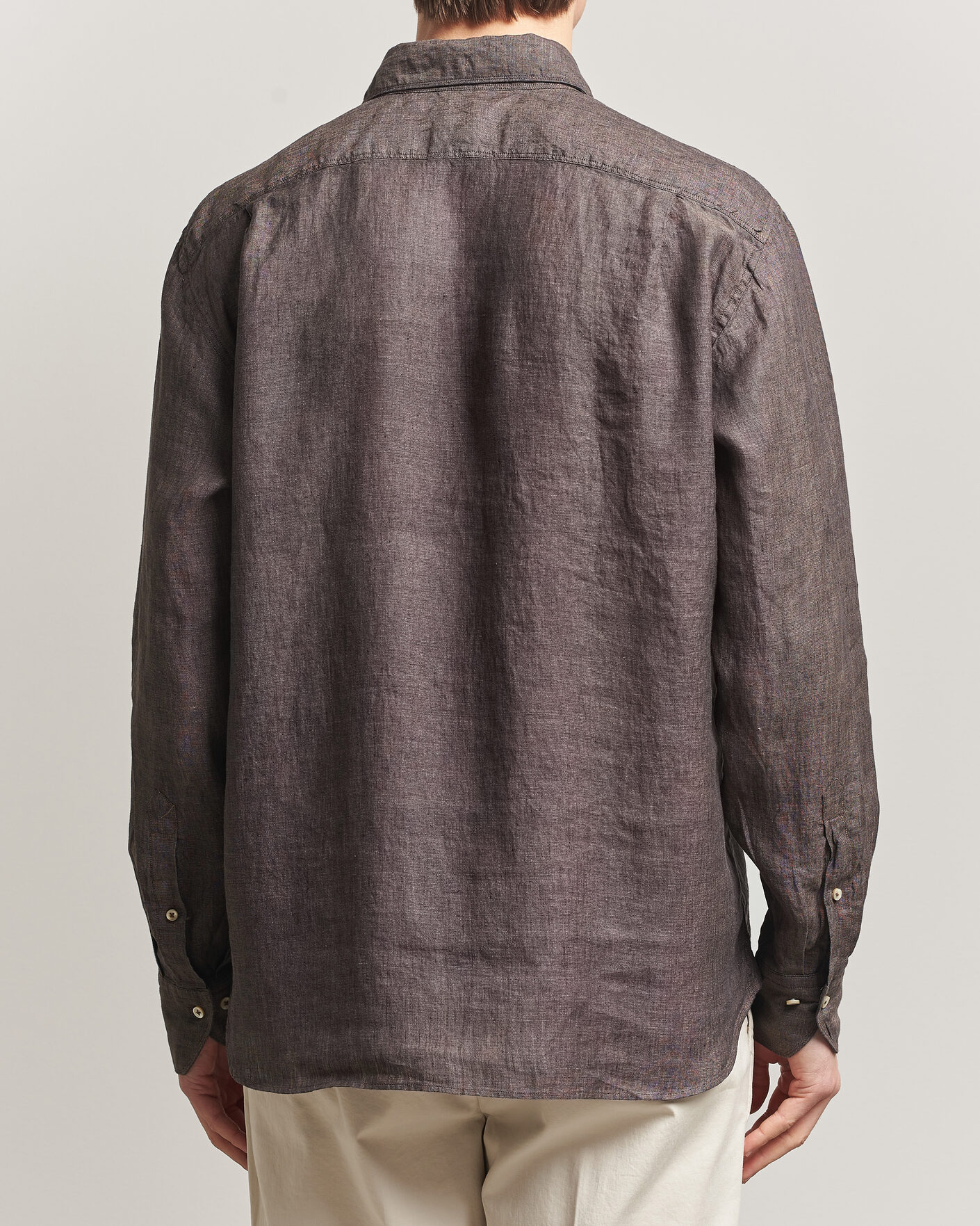 Homme | Chemises | Stenströms | Regular Fit Cut Away Linen Shirt Brown