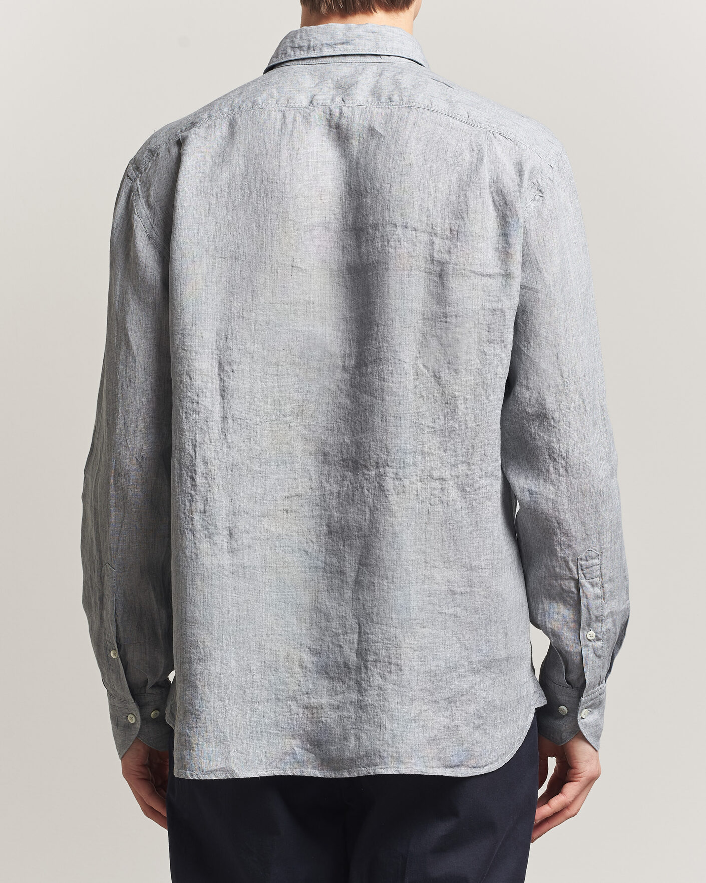 Homme | Chemises | Stenströms | Regular Fit Cut Away Linen Shirt Grey